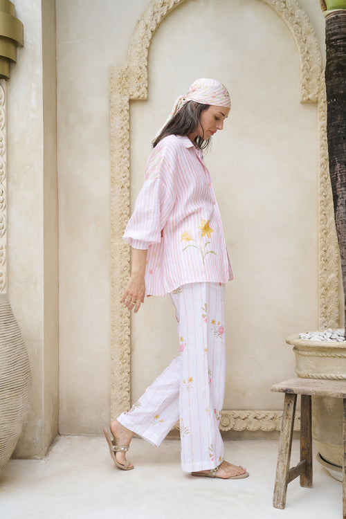 The Postcard Pants (White Floral Print)