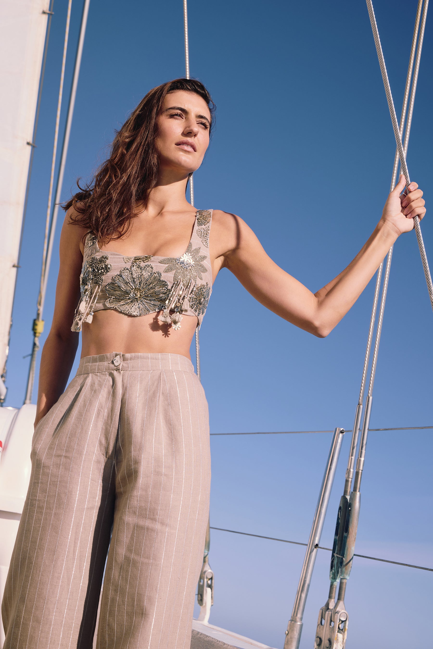 Clifton Bandeau Top & Clifton Pants (Taupe - Silver)