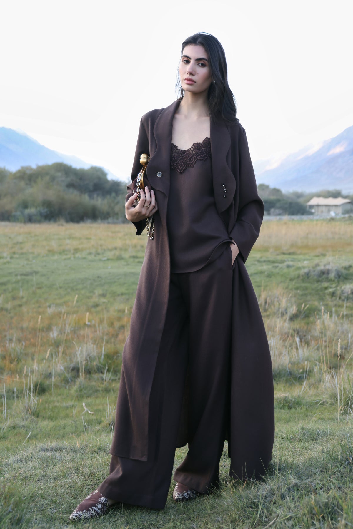 Afterglow Woollen Overlay Jacket (Cocoa)
