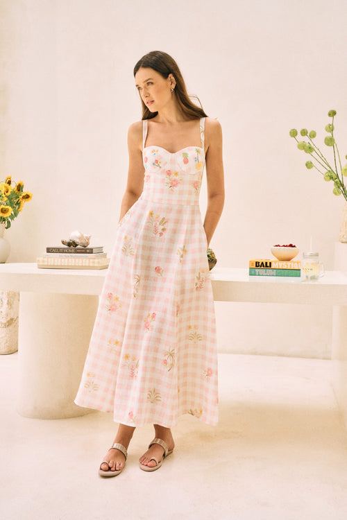 The Postcard Dress (White Floral Print)