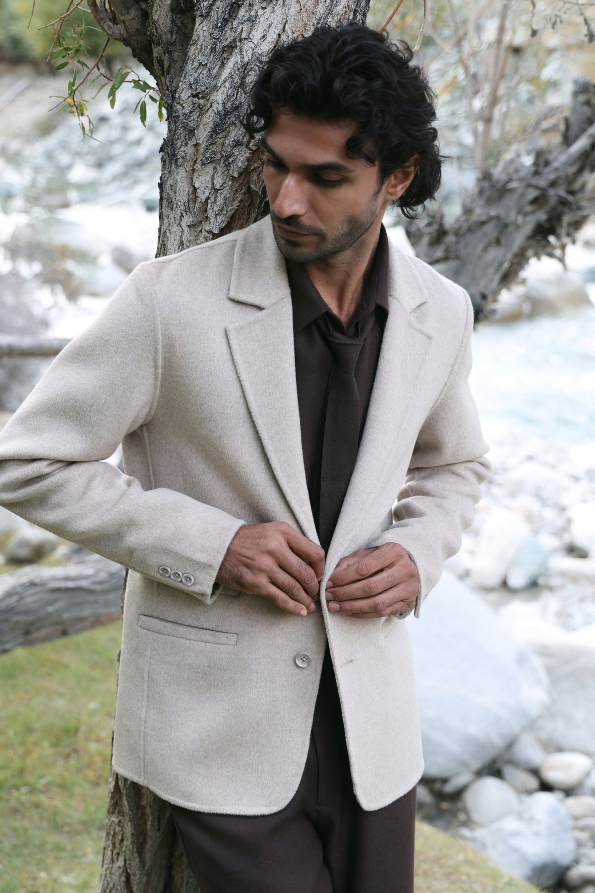 Cashmere-Silk-Merino Blend Blazer-MAN (Winter Oat)