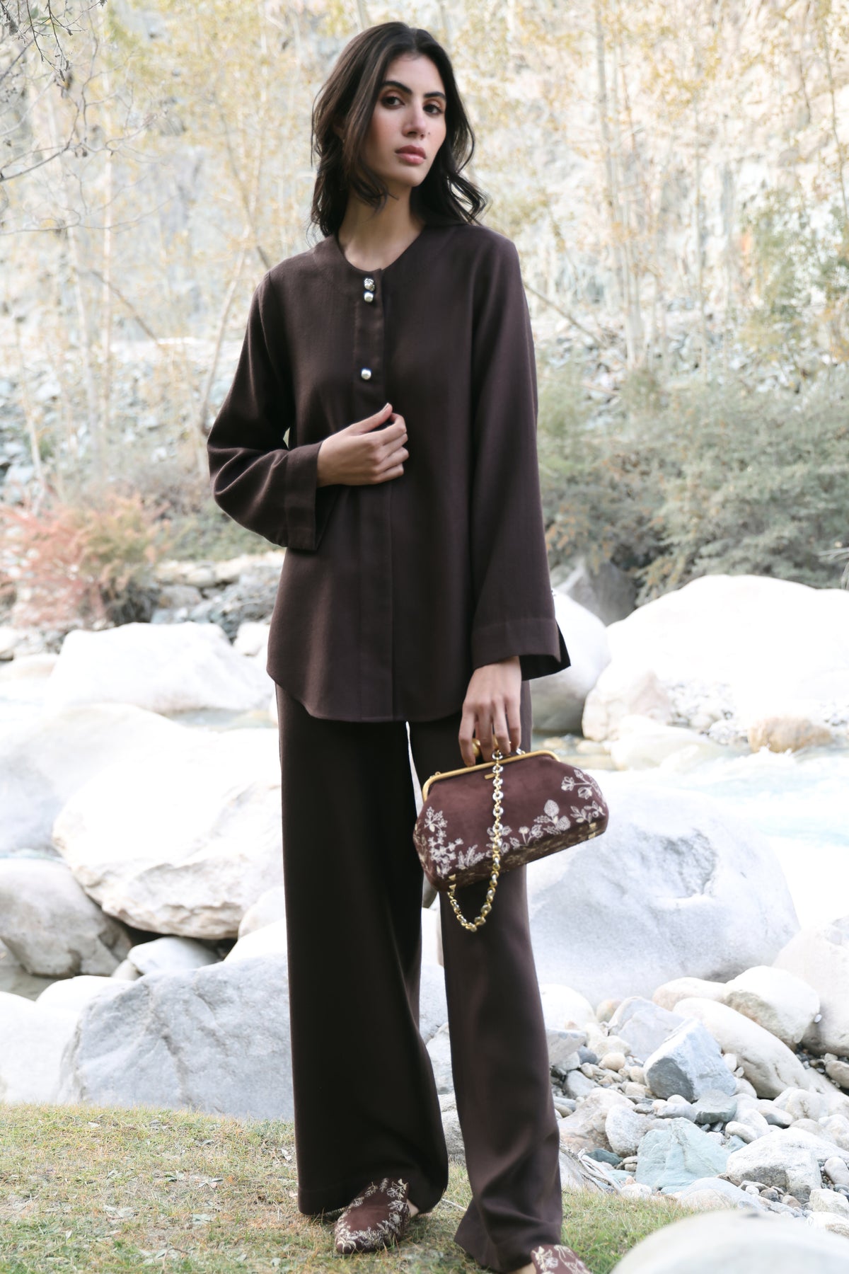 Duskfall Woollen Top (Cocoa) & First Frost Woollen Pants (Cocoa)