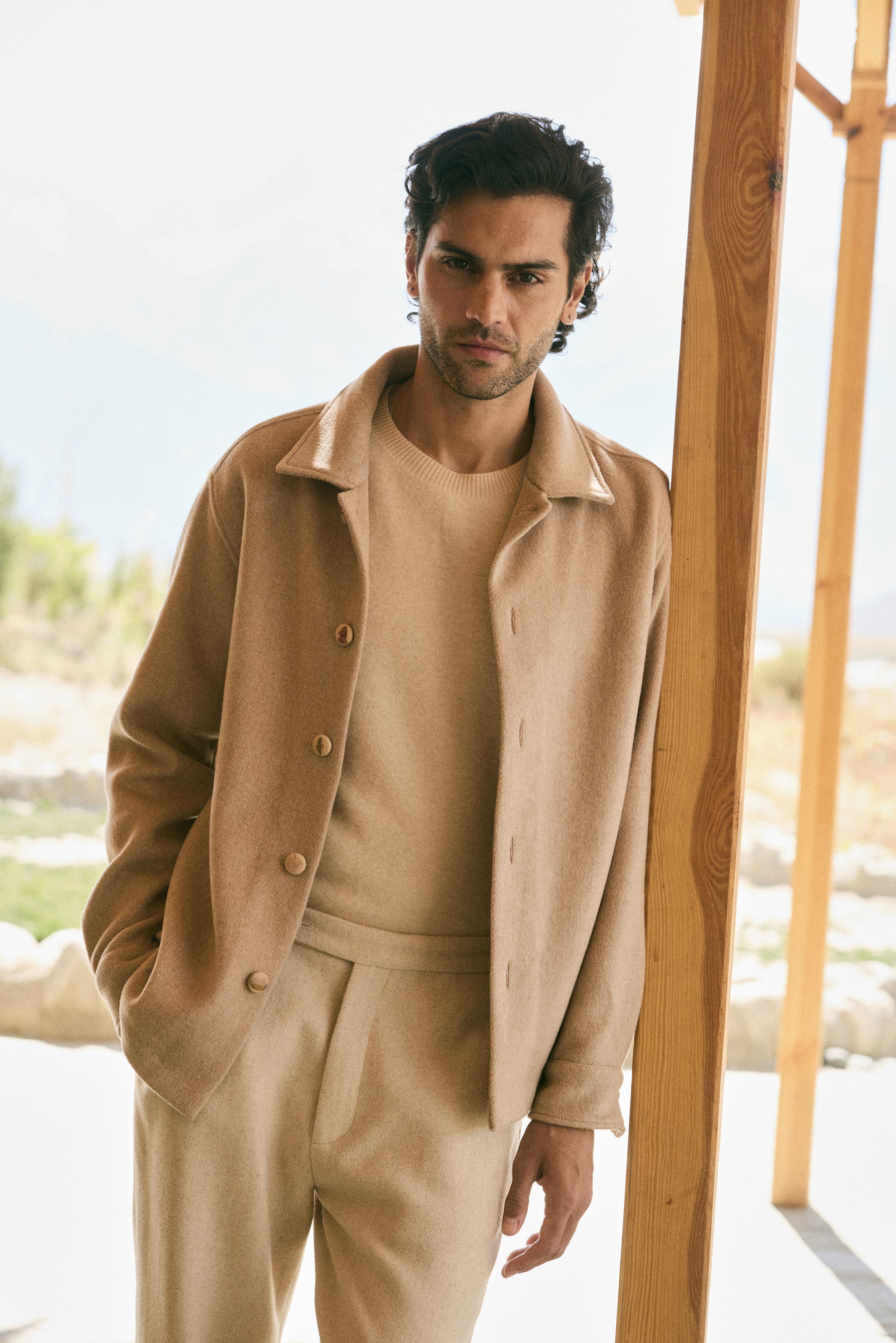 Valley Button Print Overshirt -Man (Oatmeal)