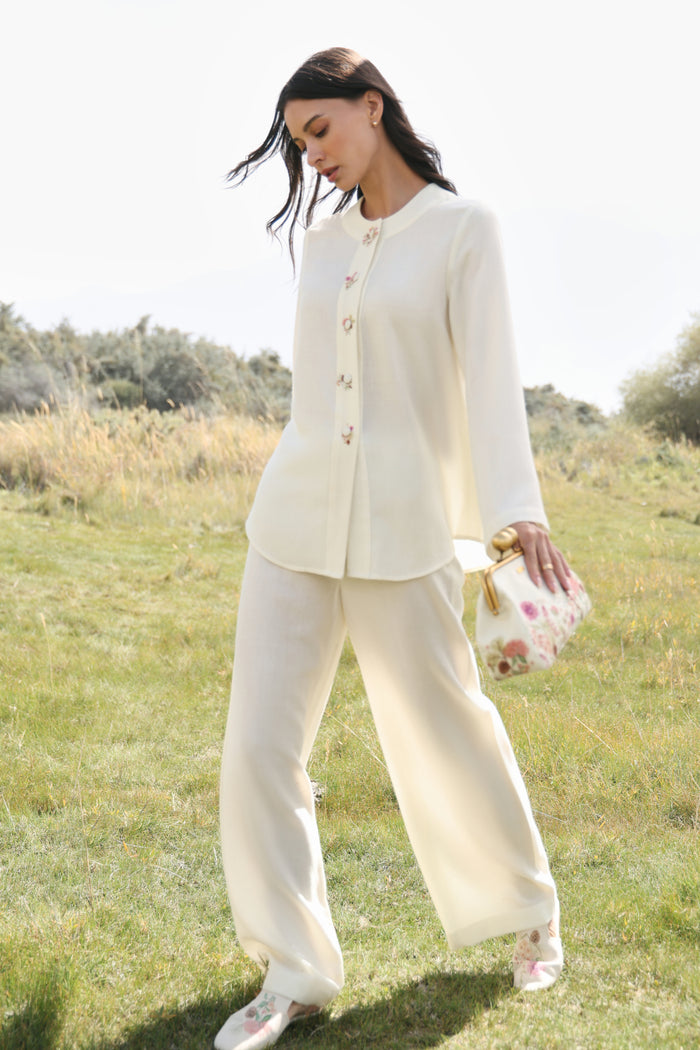 Autumn Bloom Woollen Top (Ivory Alpine Botanics) & Autumn Bloom Woollen Pants (Ivory Alpine Botanics)