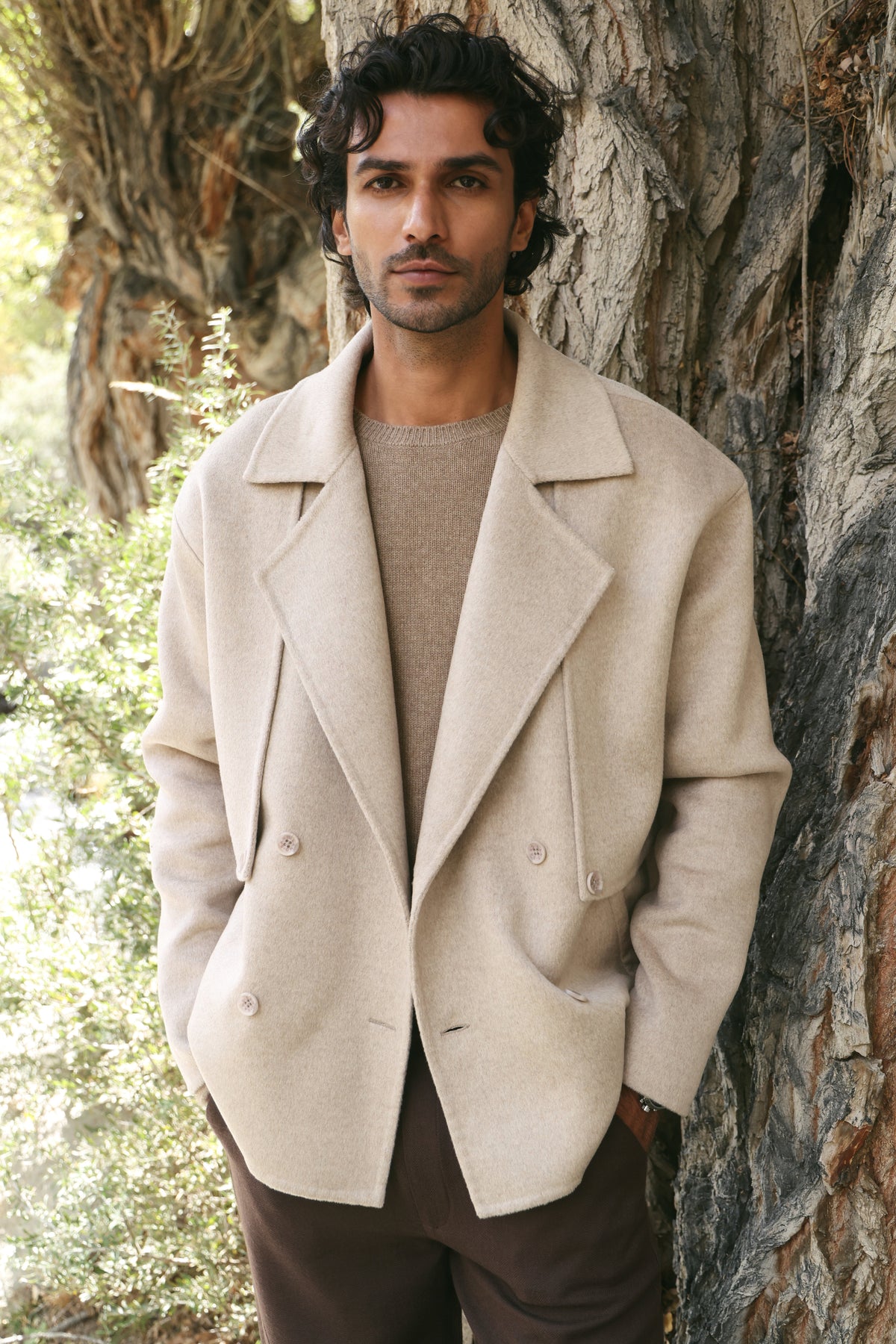 Cashmere-Silk-Merino Blend Storm Layer Coat-MAN (Winter Oat)