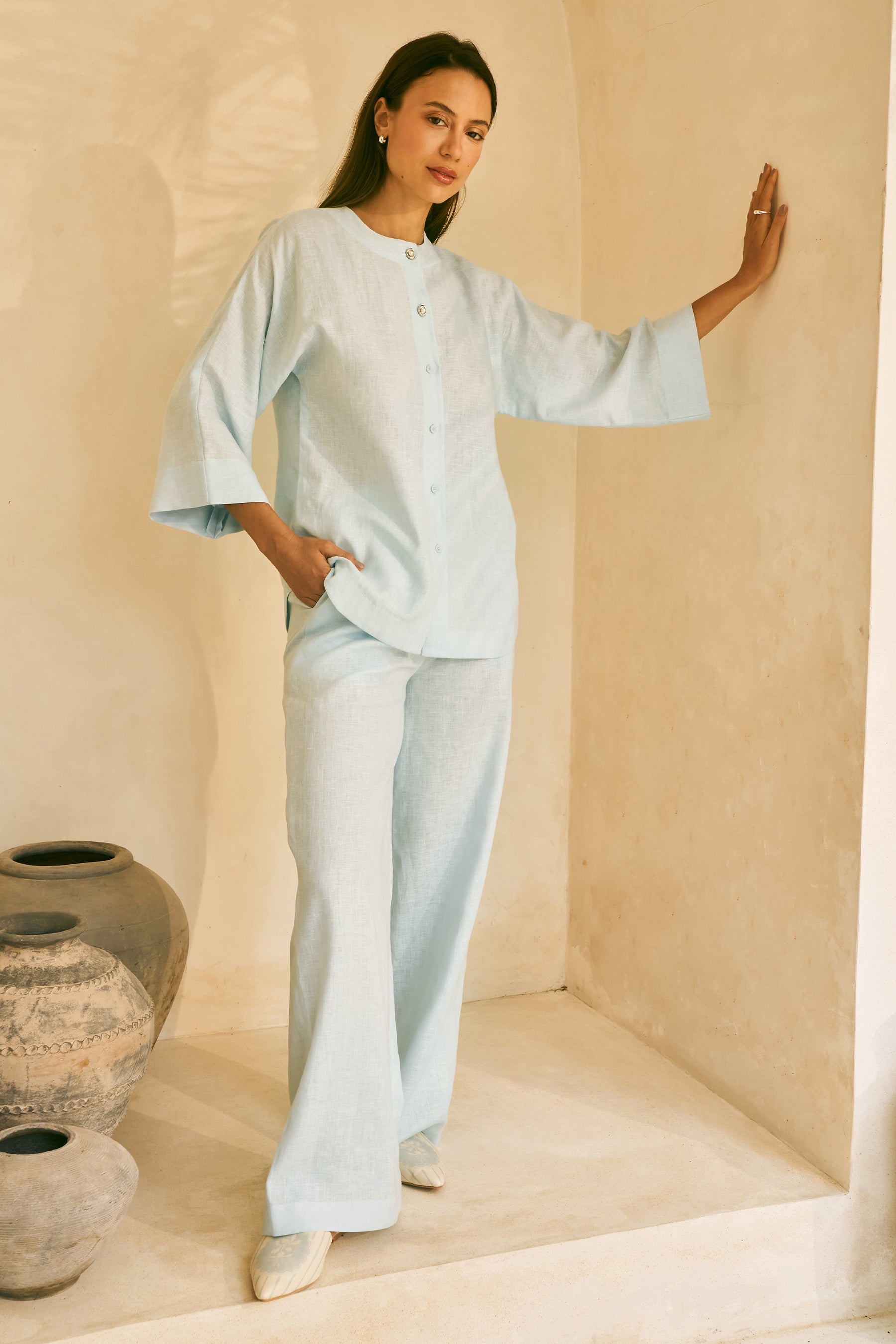 Northbound Shirt & Easy Living Pants (Spring Blue)