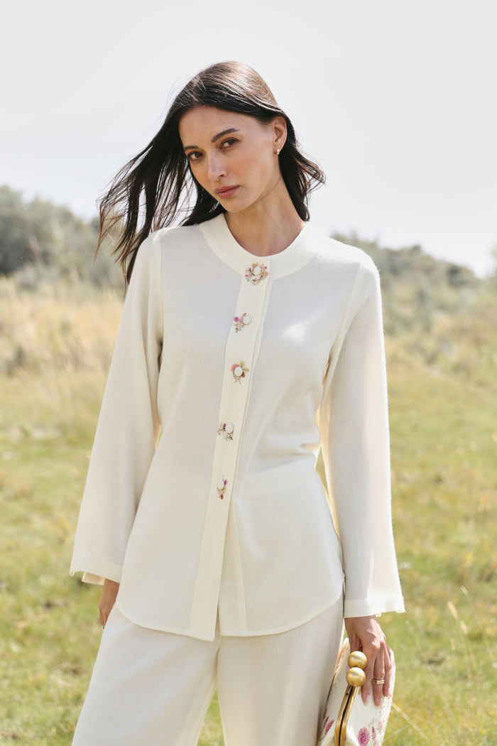 Autumn Bloom Woollen Top (Ivory Alpine Botanics)