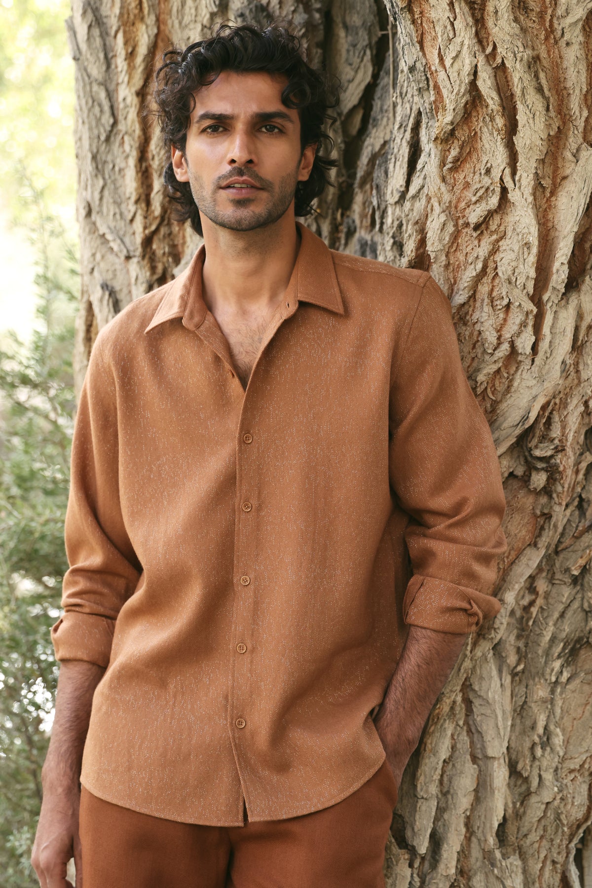 Autumn Chill Woollen Shirt- MAN (Maple)