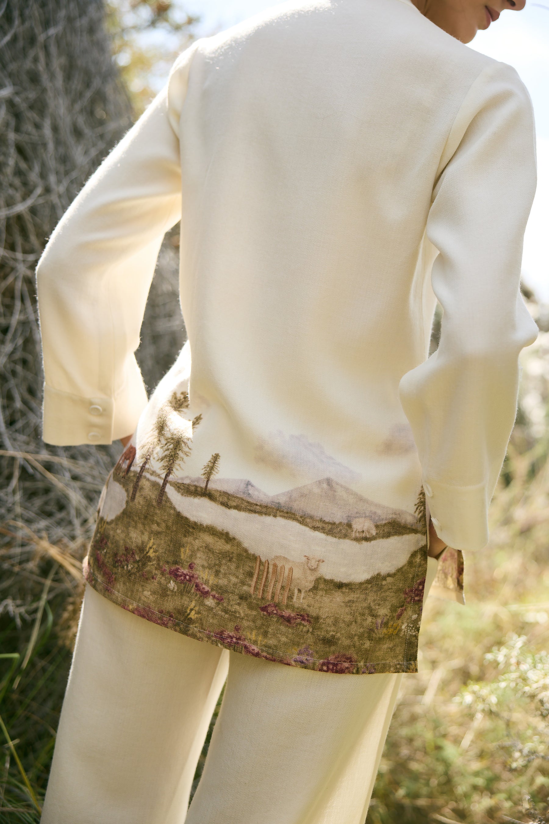 Valley Print Woollen Top (Ivory)