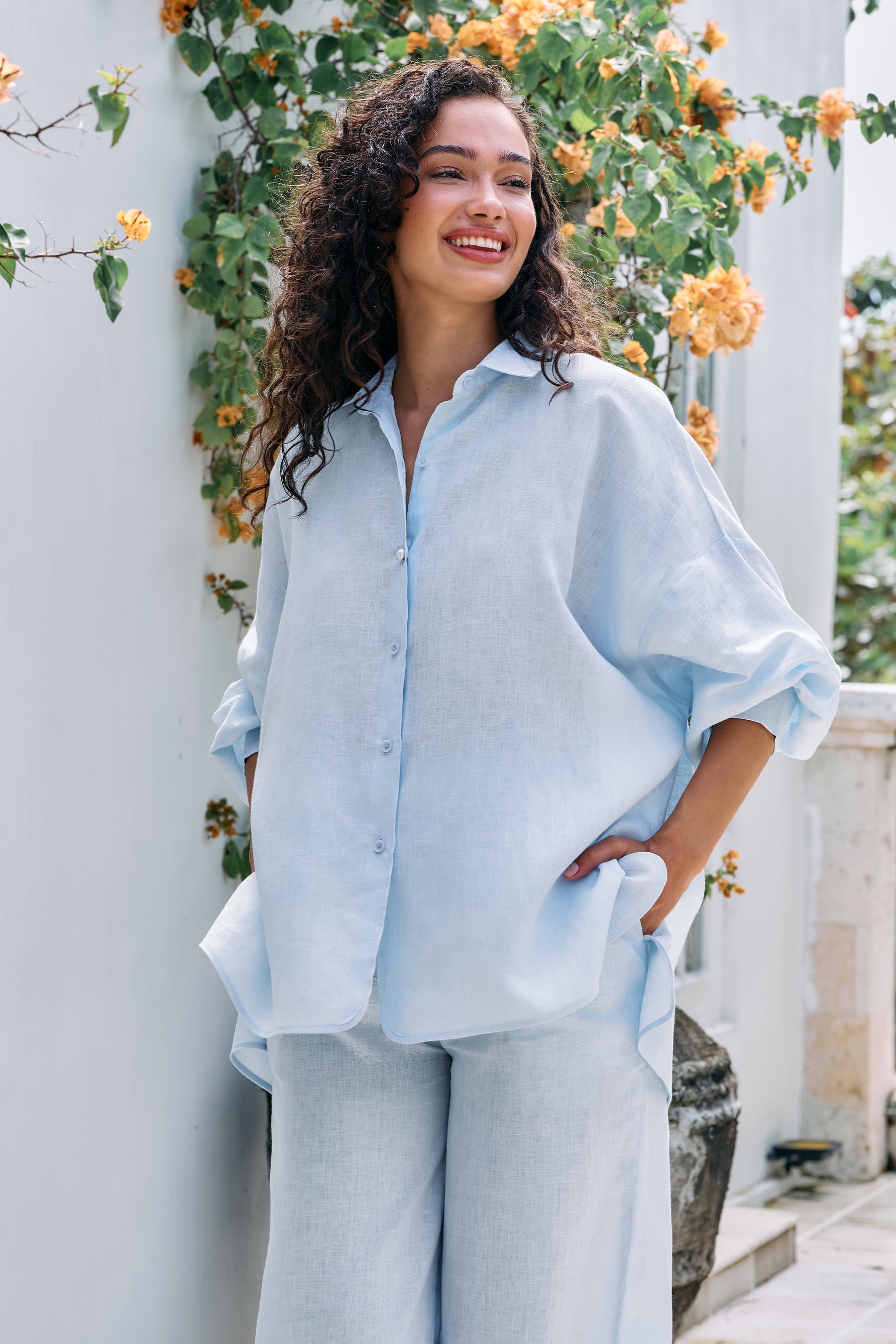 Breezy Day Shirt & Easy Living Pants (Spring Blue)