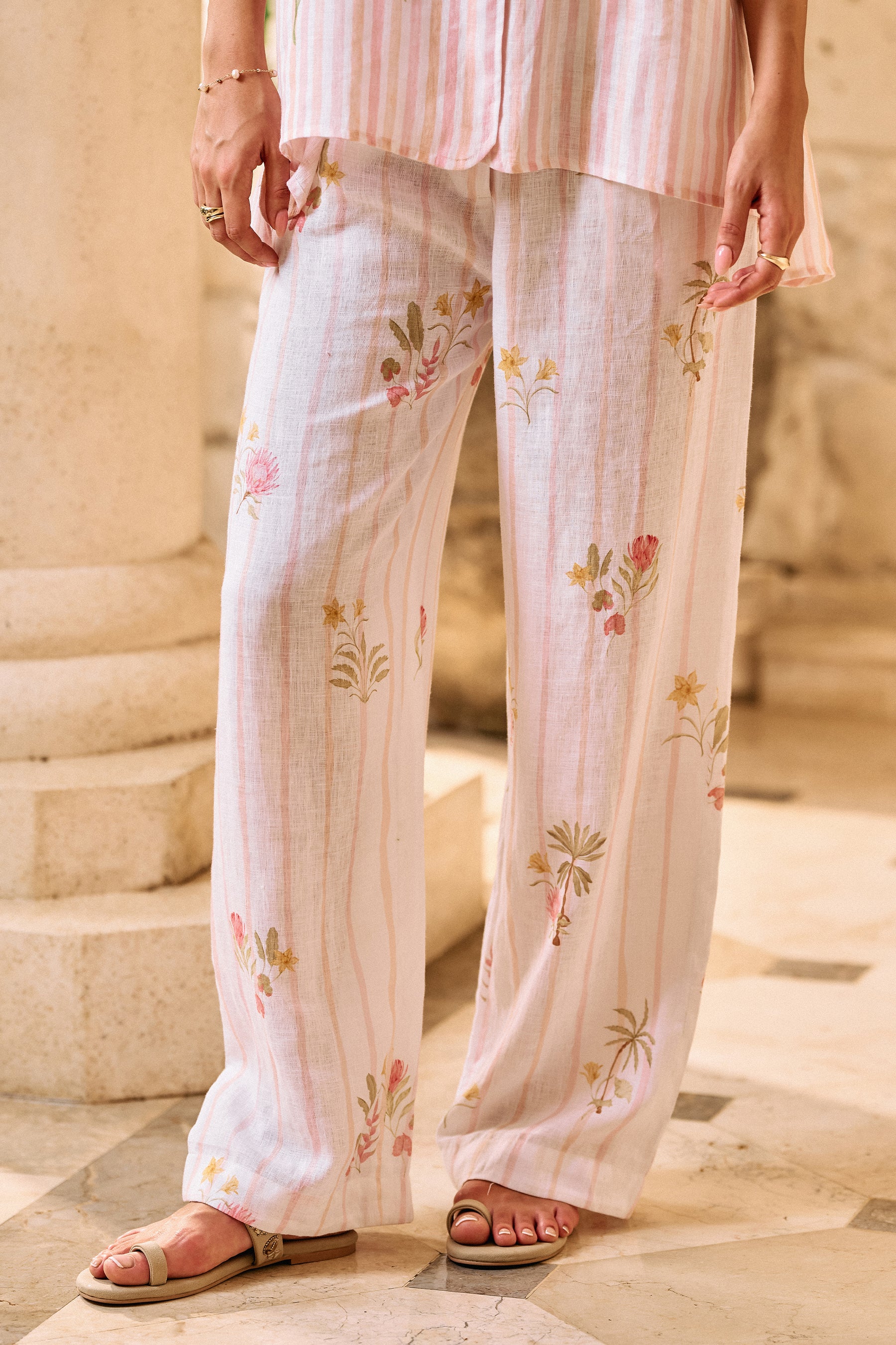 Postcard Pants (White Floral Print)