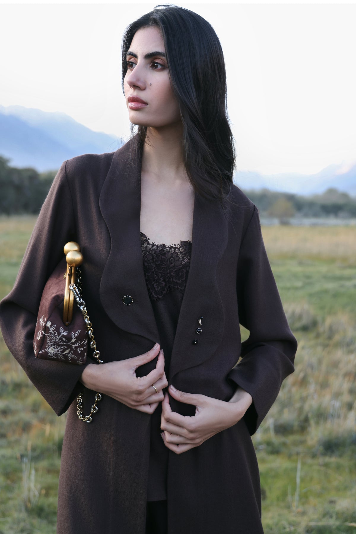 Afterglow Woollen Overlay Jacket (Cocoa)