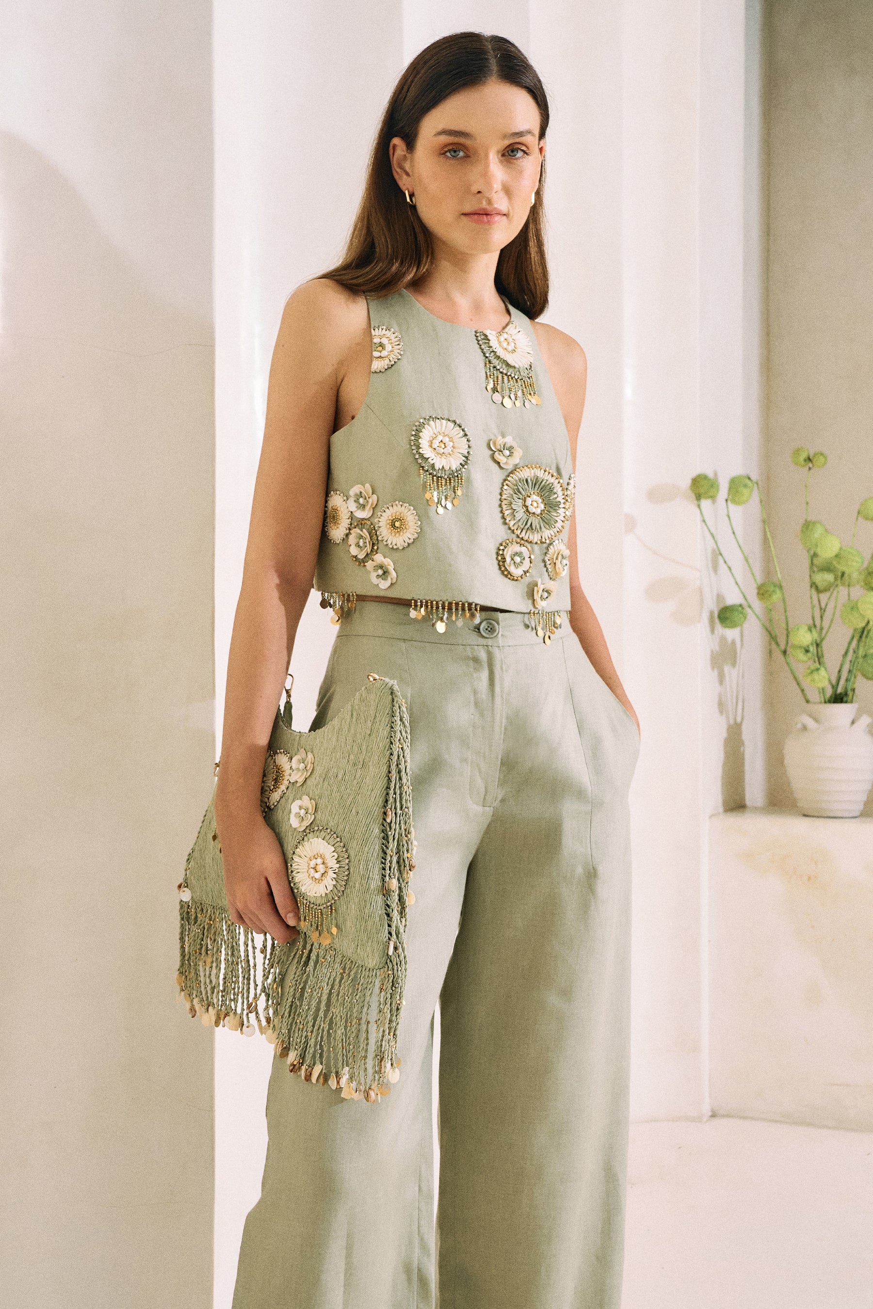 Elsewhere Top & Wandering Pants (Sage)