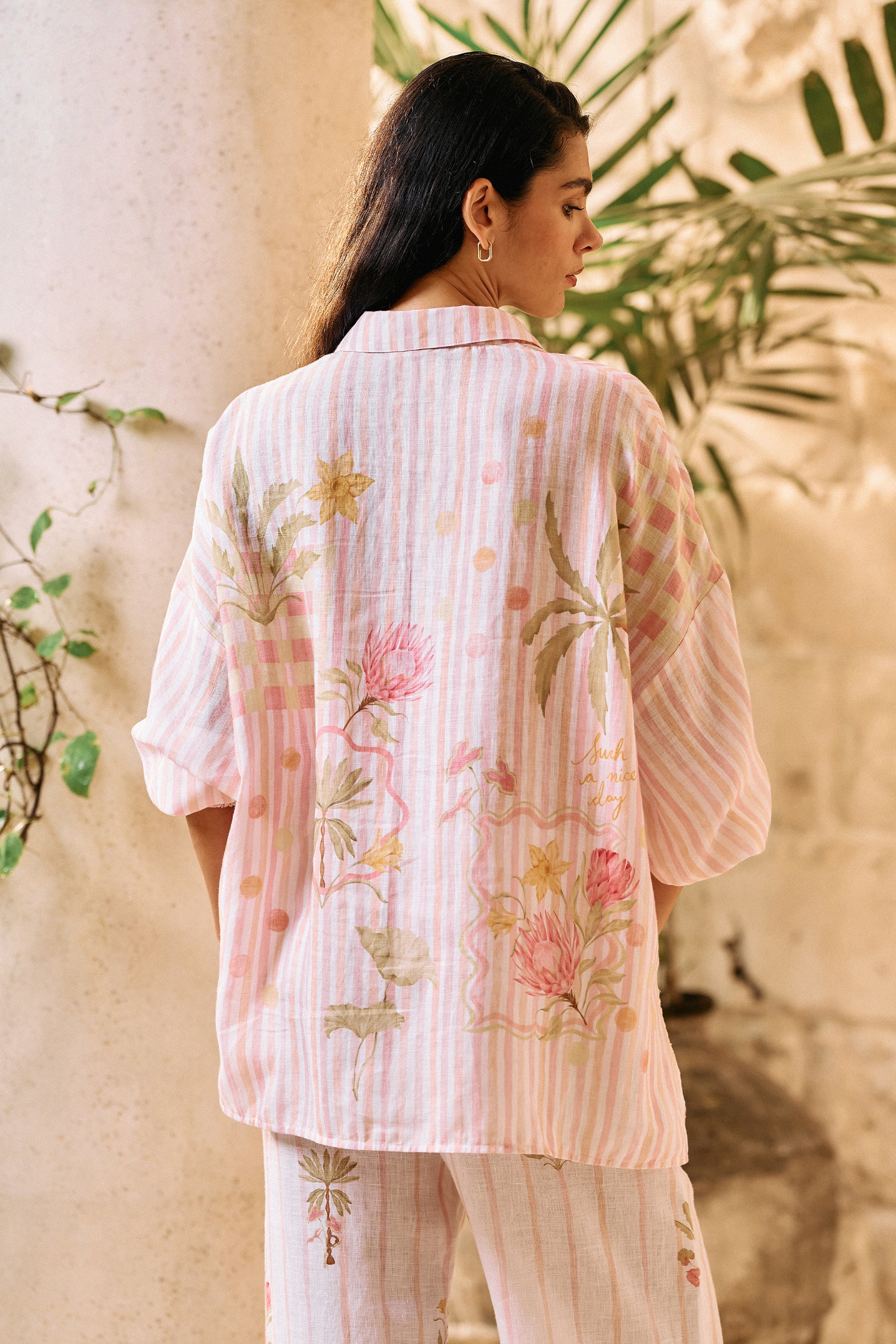 Postcard Fluid Shirt & Postcard Pants (White Floral Print)