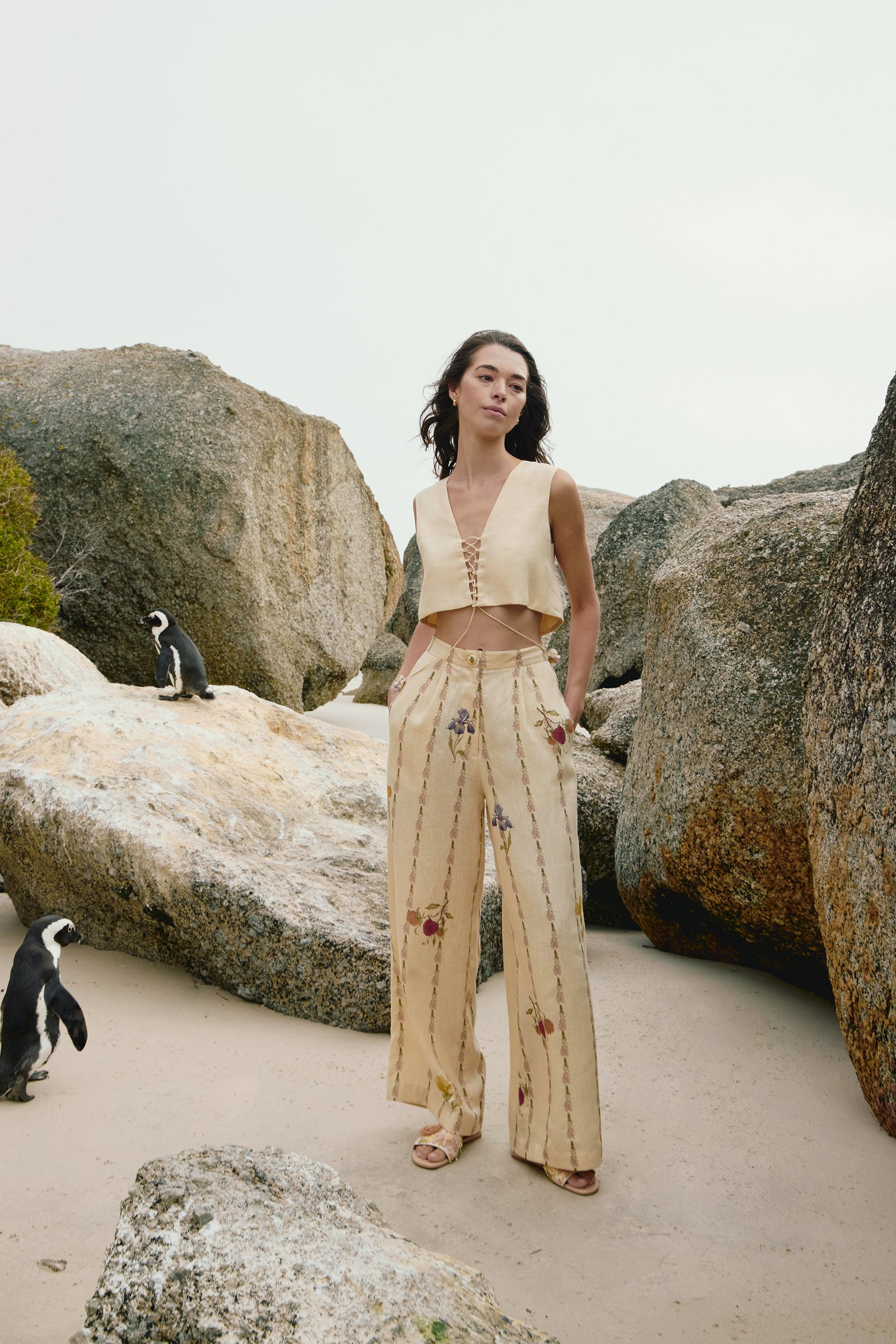 Mallorca Vest (Vanilla) & SAND Savanna Pants (Floral Vanilla)