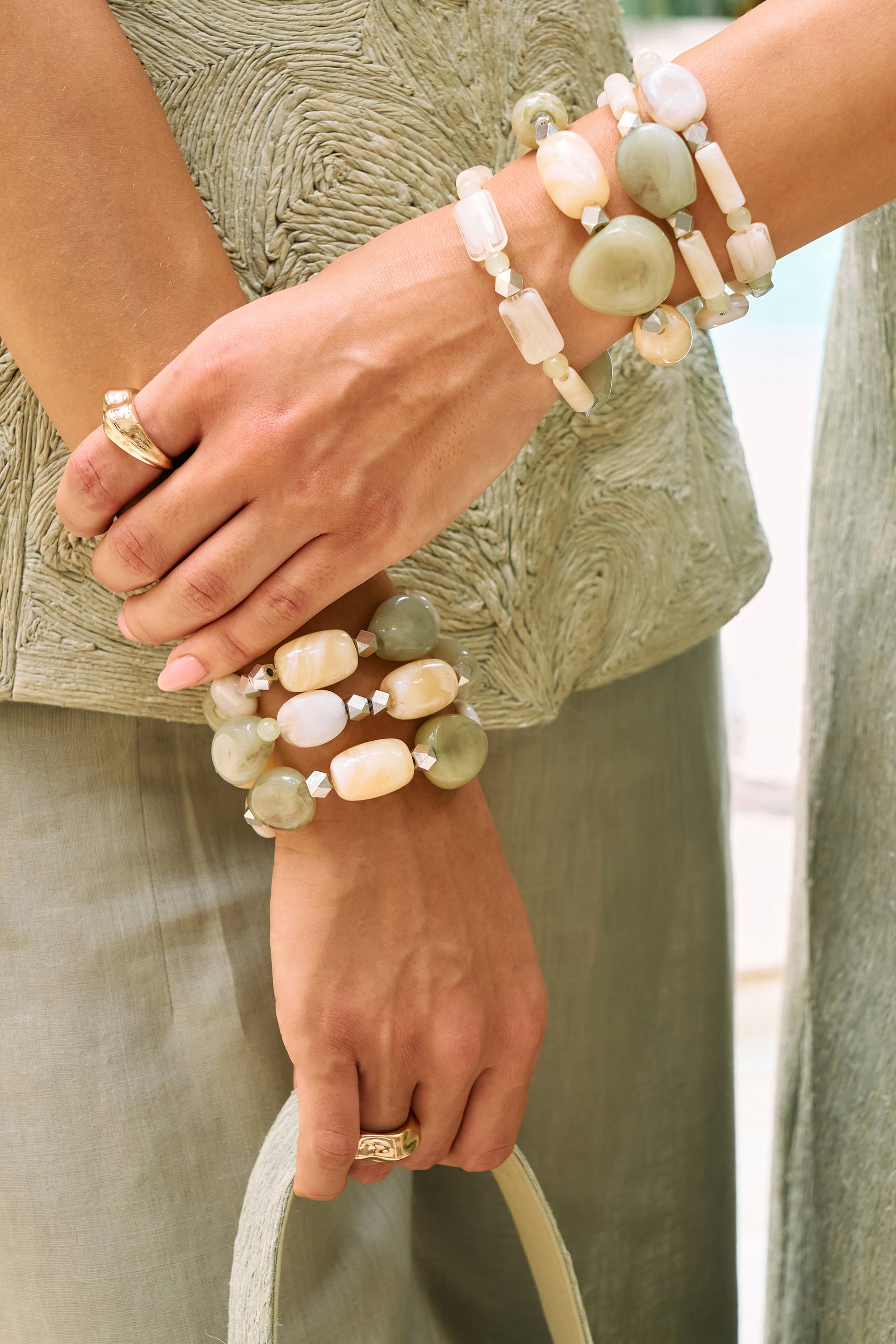 Sage Ivory Bracelet Stack