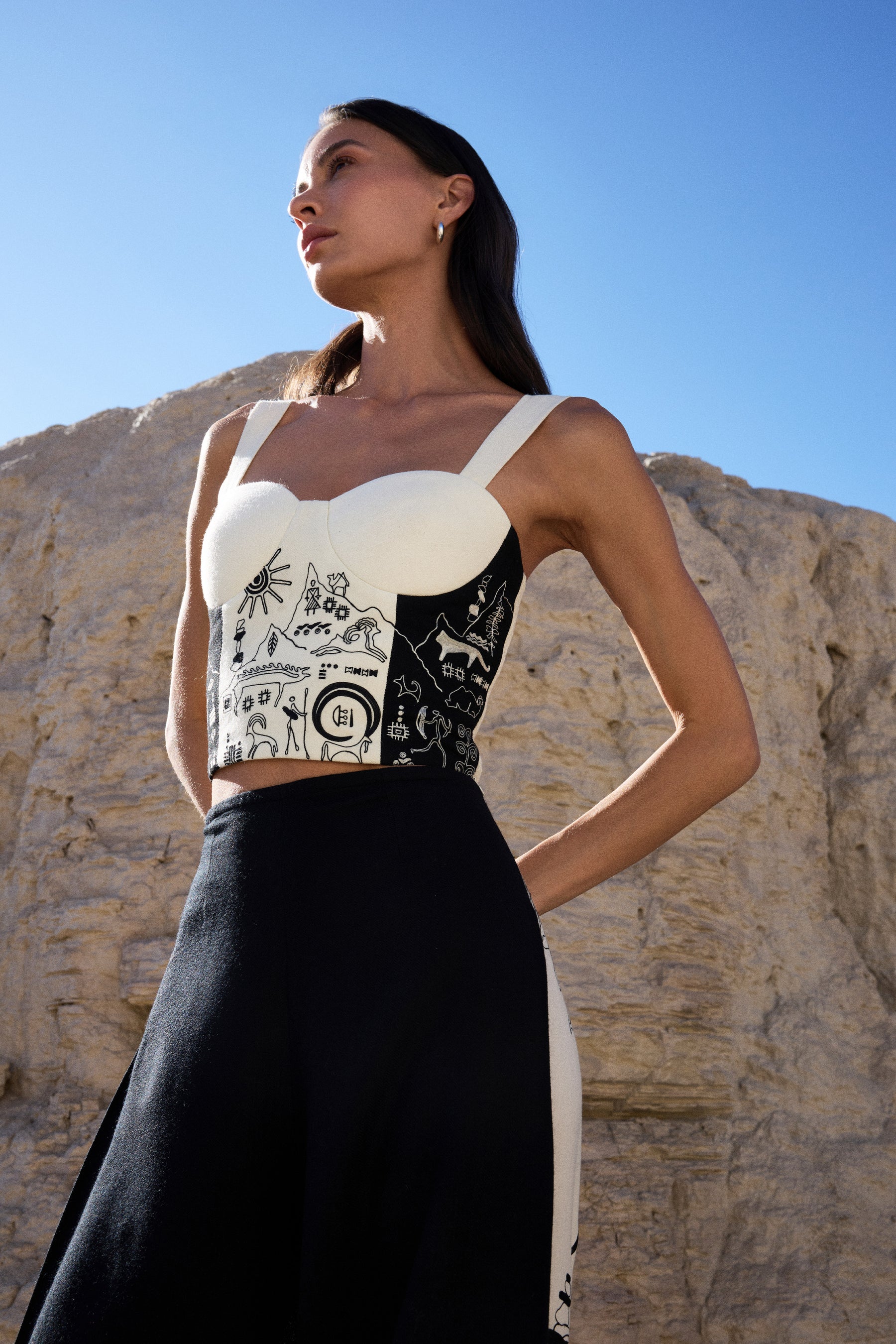 Nubra Woollen Bandeau (Ivory & Black) & Nubra Woollen Pants (Ivory & Black)