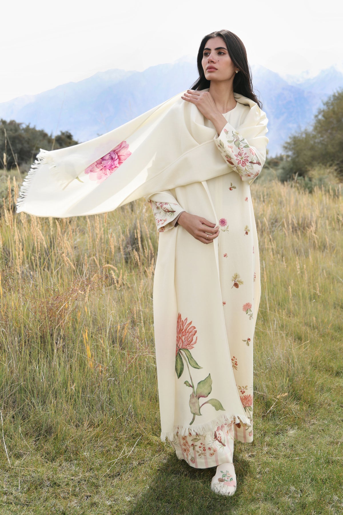 Autumn Bloom Woollen Jumpsuit (Ivory Alpine Botanics)