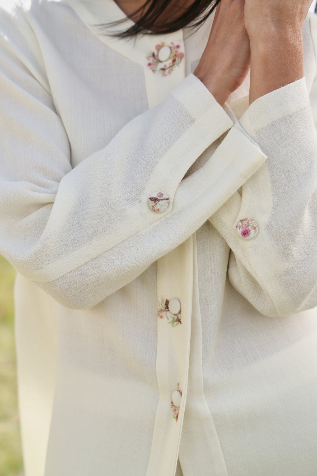 Autumn Bloom Woollen Top (Ivory Alpine Botanics)