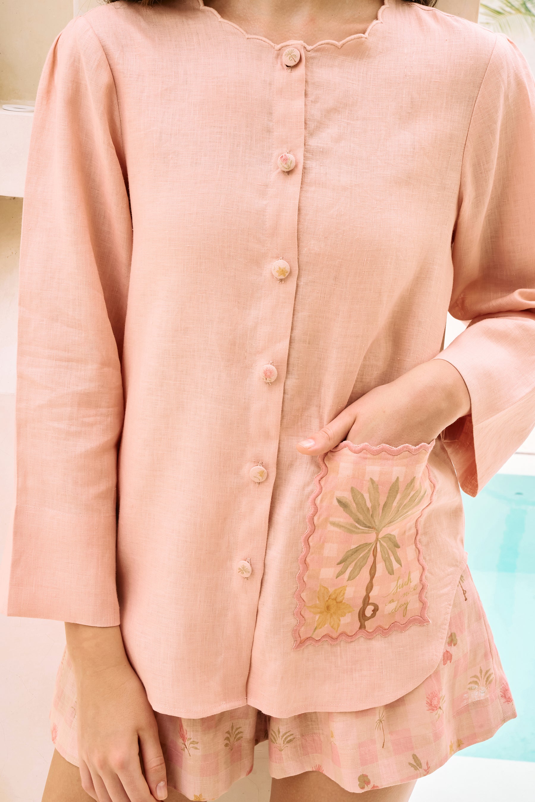 Summer Cooler Shirt (Dusty Pink Postcards Print)