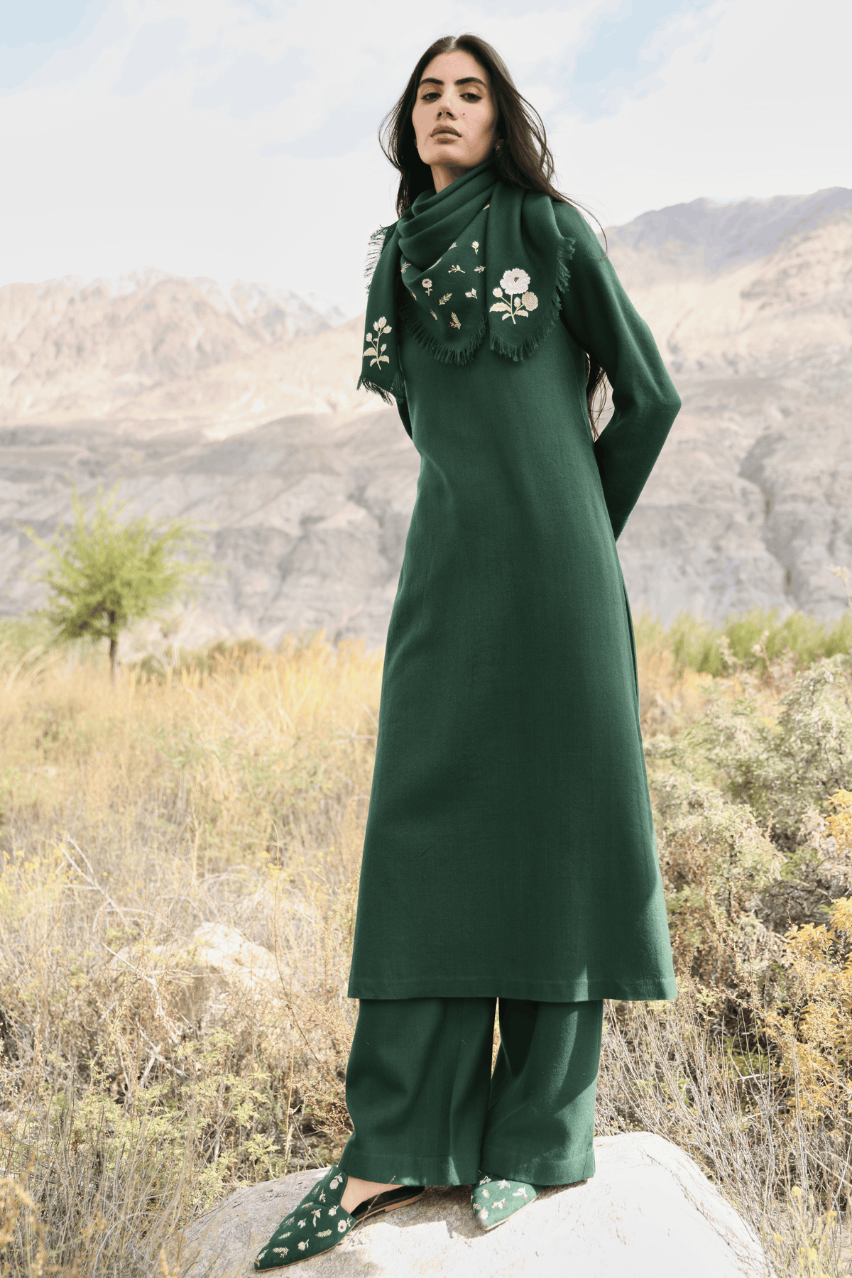 First Frost Woollen Top Dress (Forest Pine)