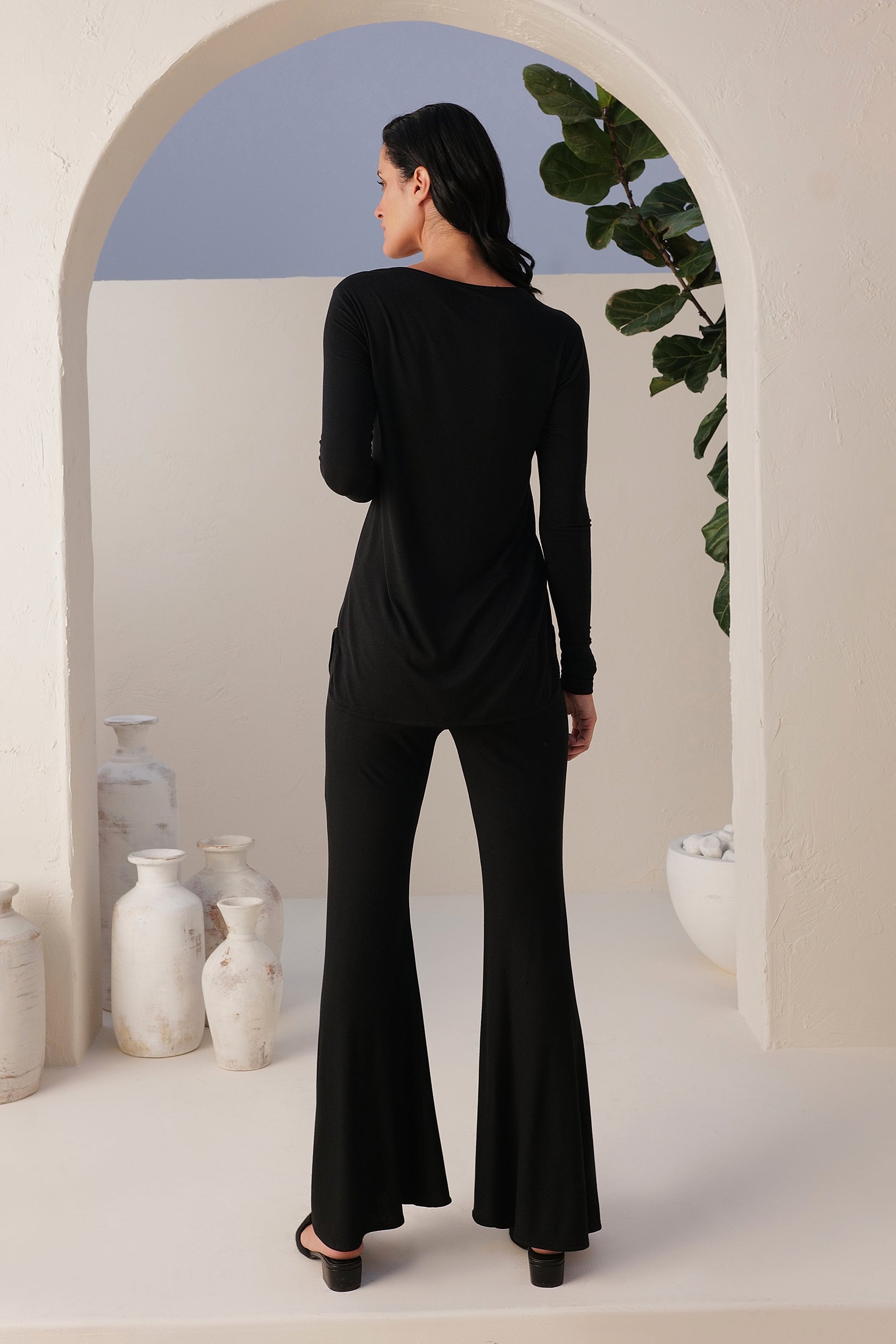 Sand Skin Flared Black Pants