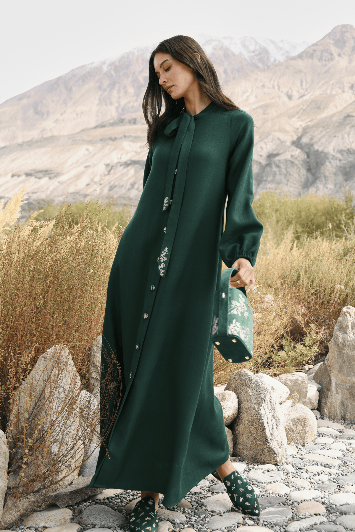 Ivy Woollen Dress (Forest Pine)