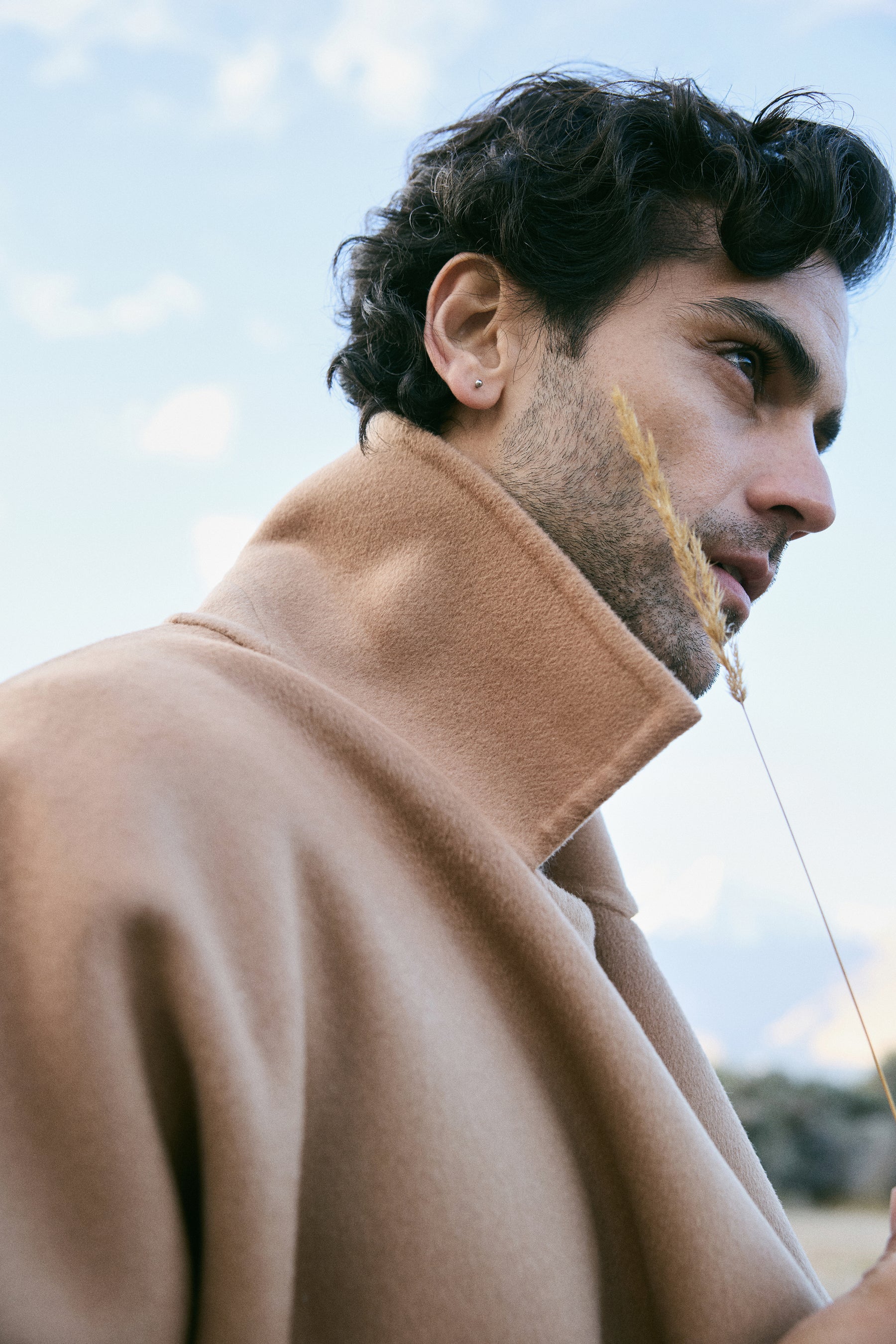 Cashmere-Silk-Merino Blend Short Coat-MAN (Warm Honey)