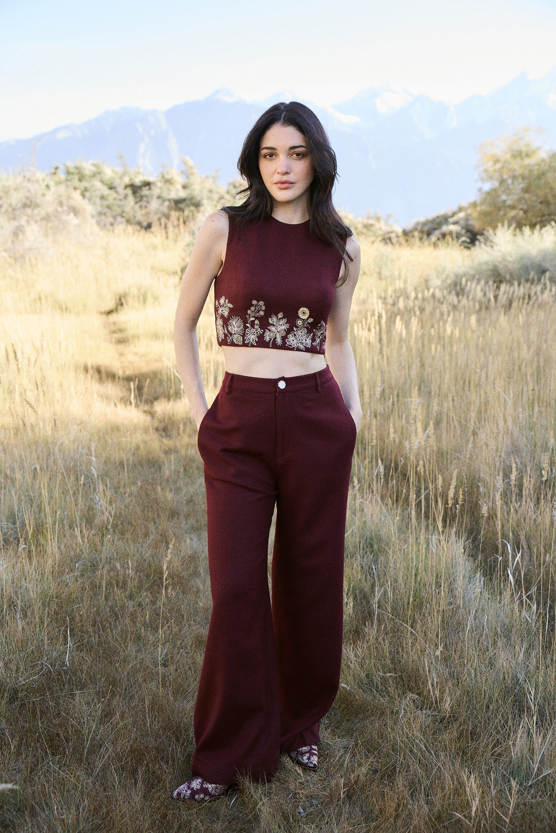 Barot Woollen Crop Top (Merlot)