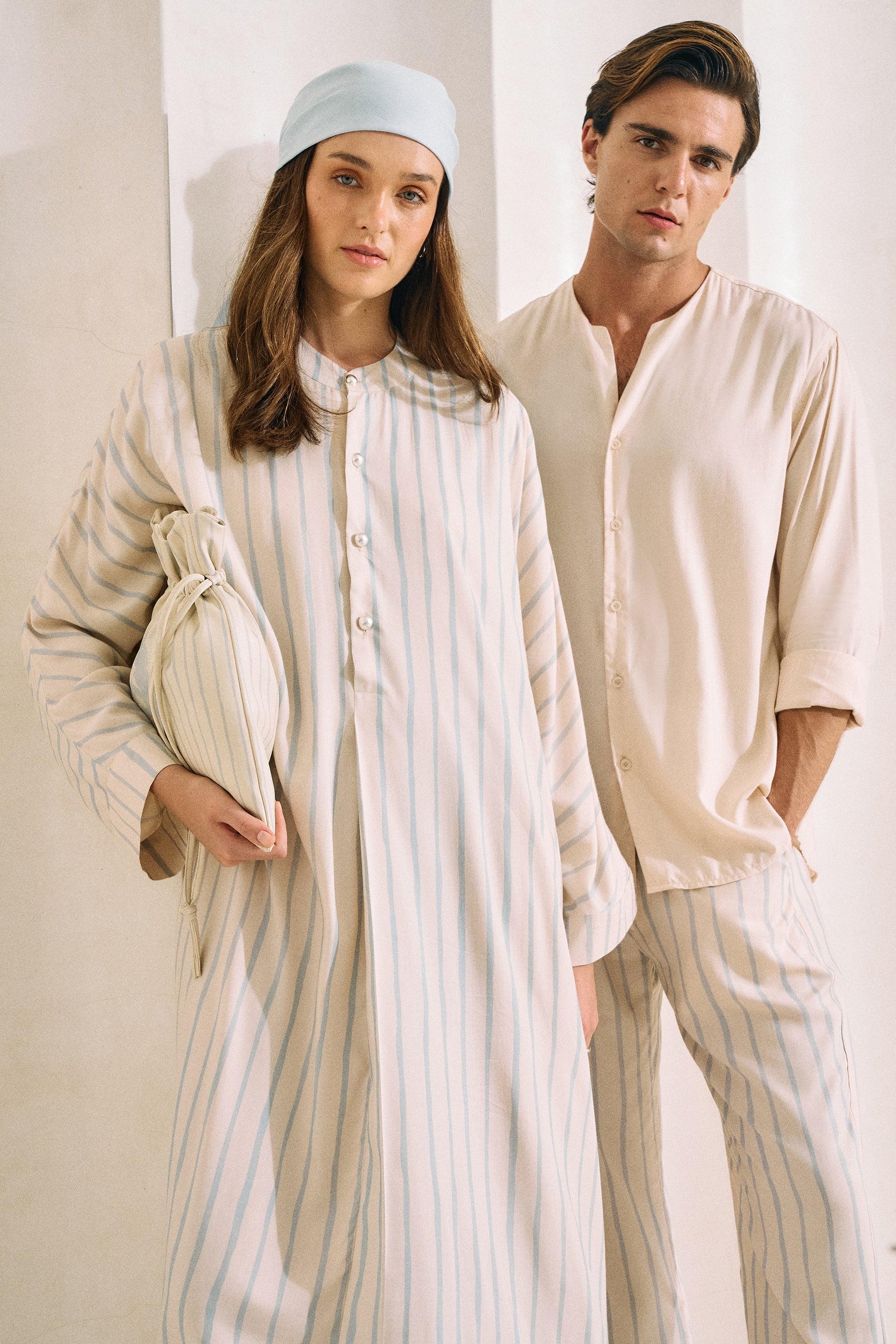 Oasis Eucalyptus Shirt- MAN (Ecru & Spring Blue)