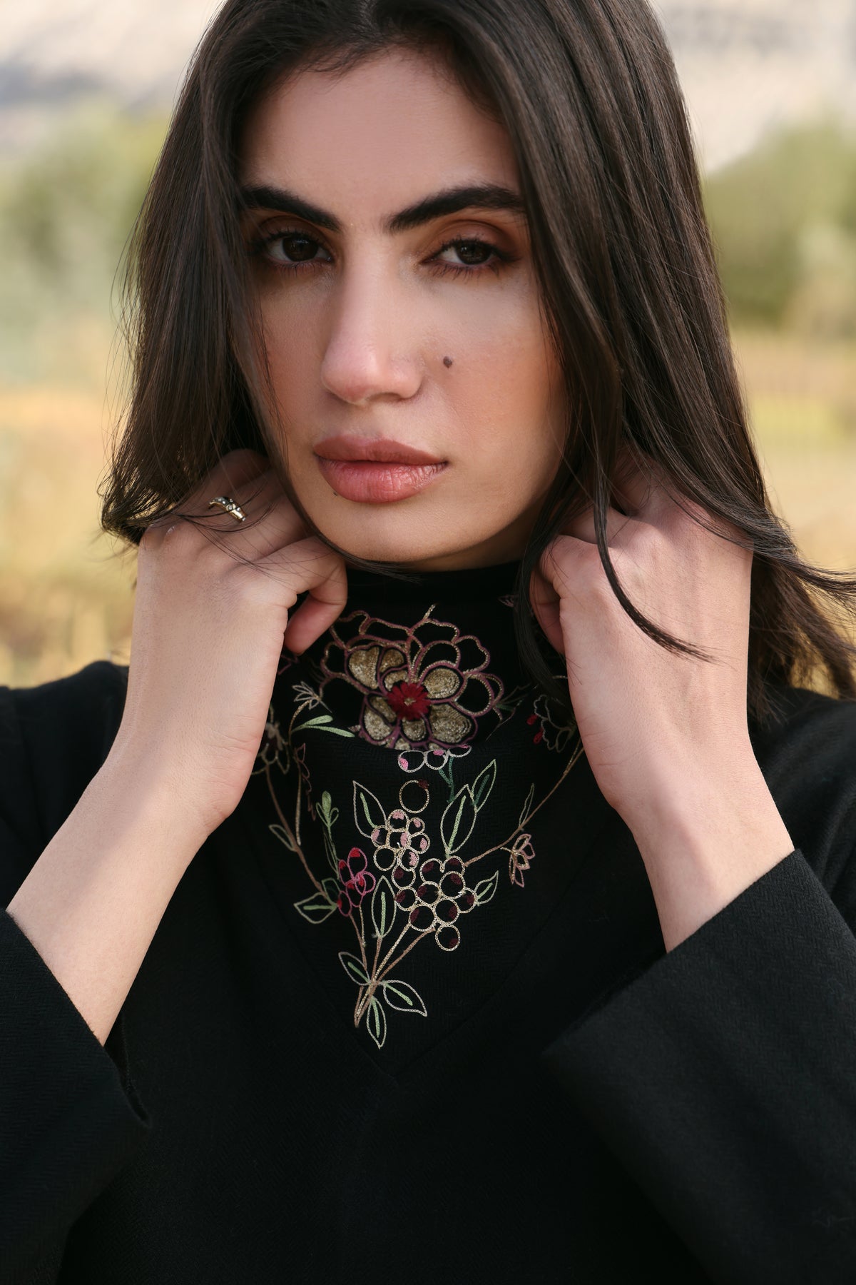Winter Hush Button Scarf Top (Black) & Laha Woollen Pants (Black)