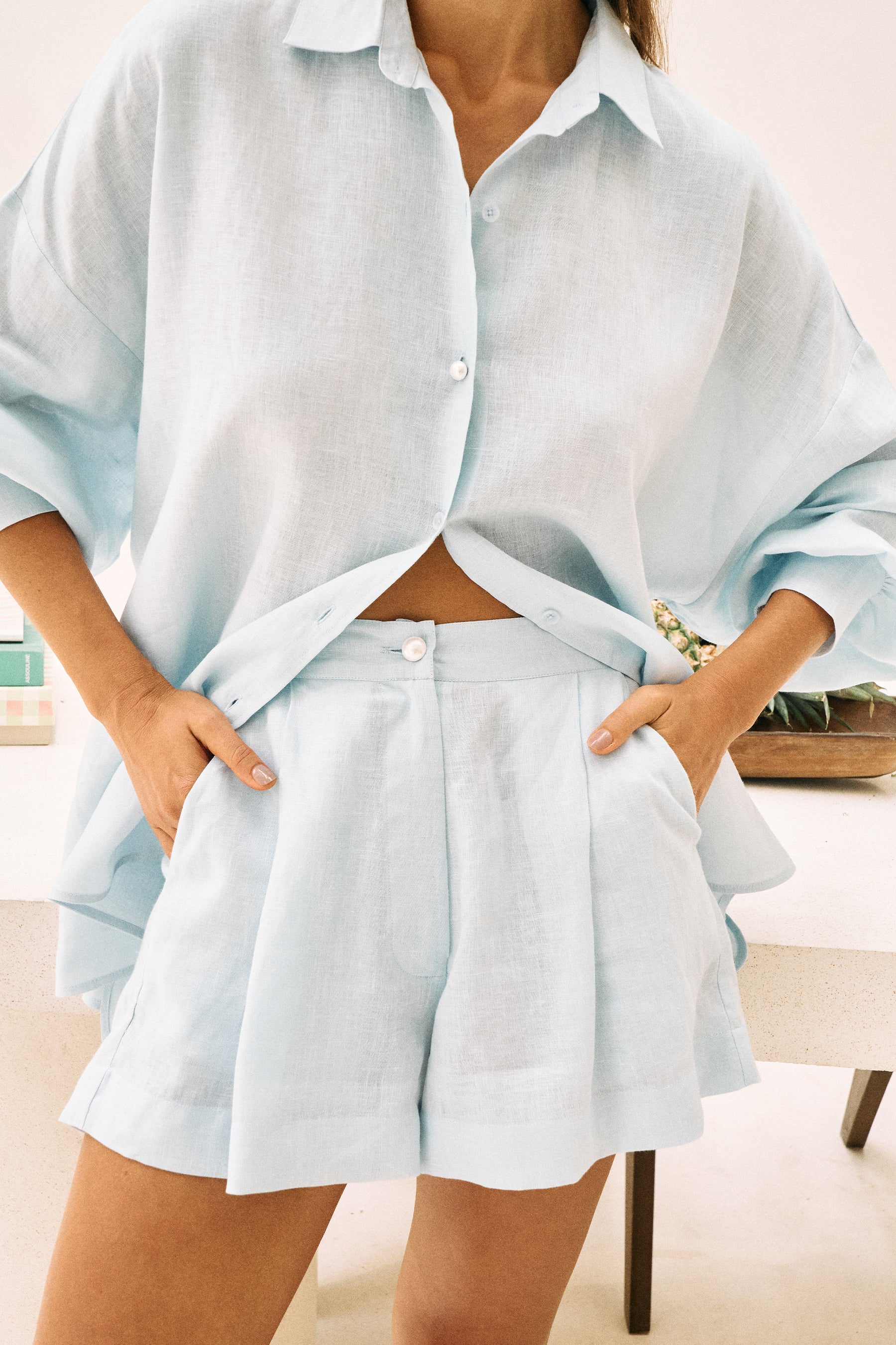 Breezy Day Shirt & Postcard Shorts (Spring Blue)