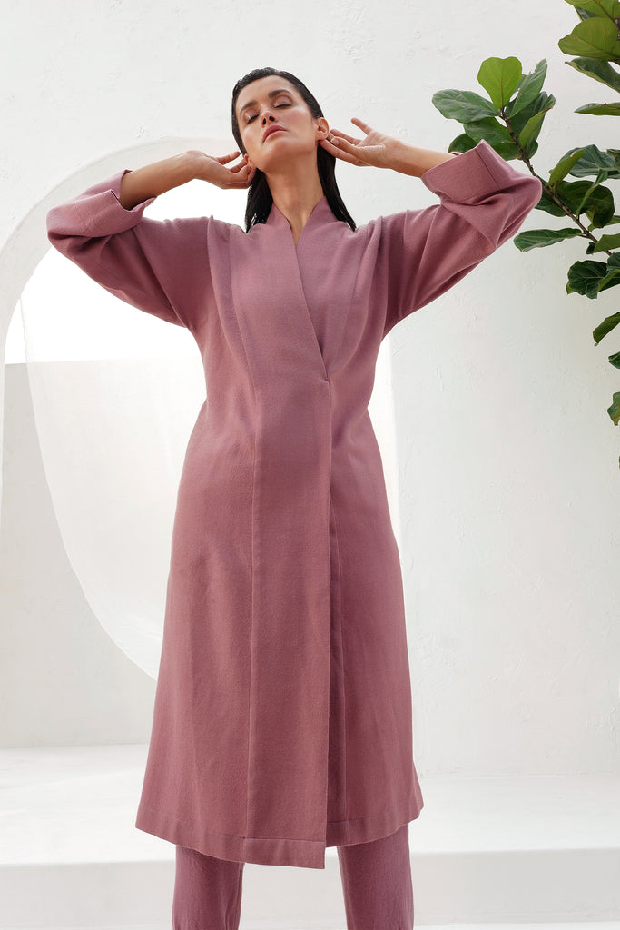 Winterberry Woollen Overlay In Wide Sleeves | Wide Sleeves Long Open Shrug Style Woollen Top