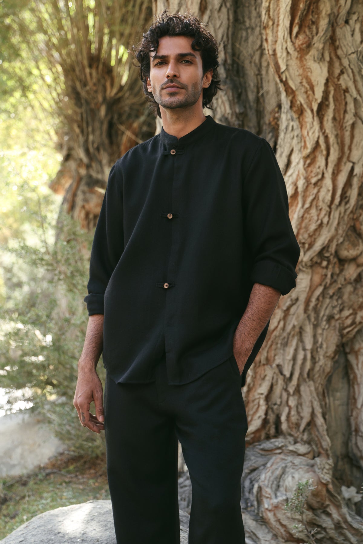 Ridge Woollen Shirt - MAN (Black) & Nyoma Woollen Pants- MAN (Black)