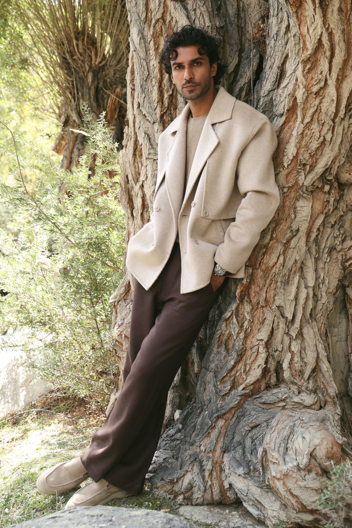 Cashmere-Silk-Merino Blend Storm Layer Coat-MAN (Winter Oat)