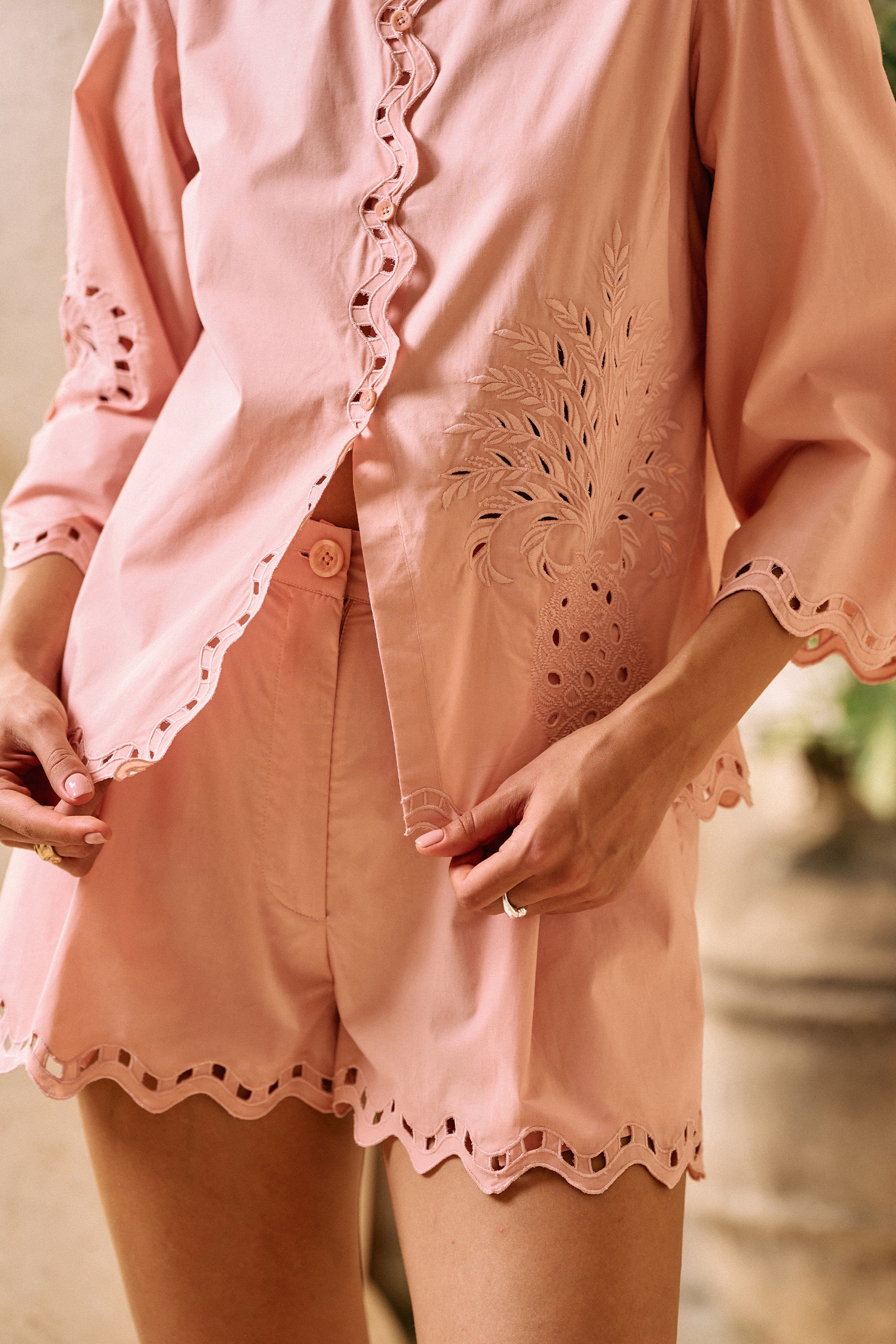 Dusty Pink Happy Within Cotton Poplin Shirt 