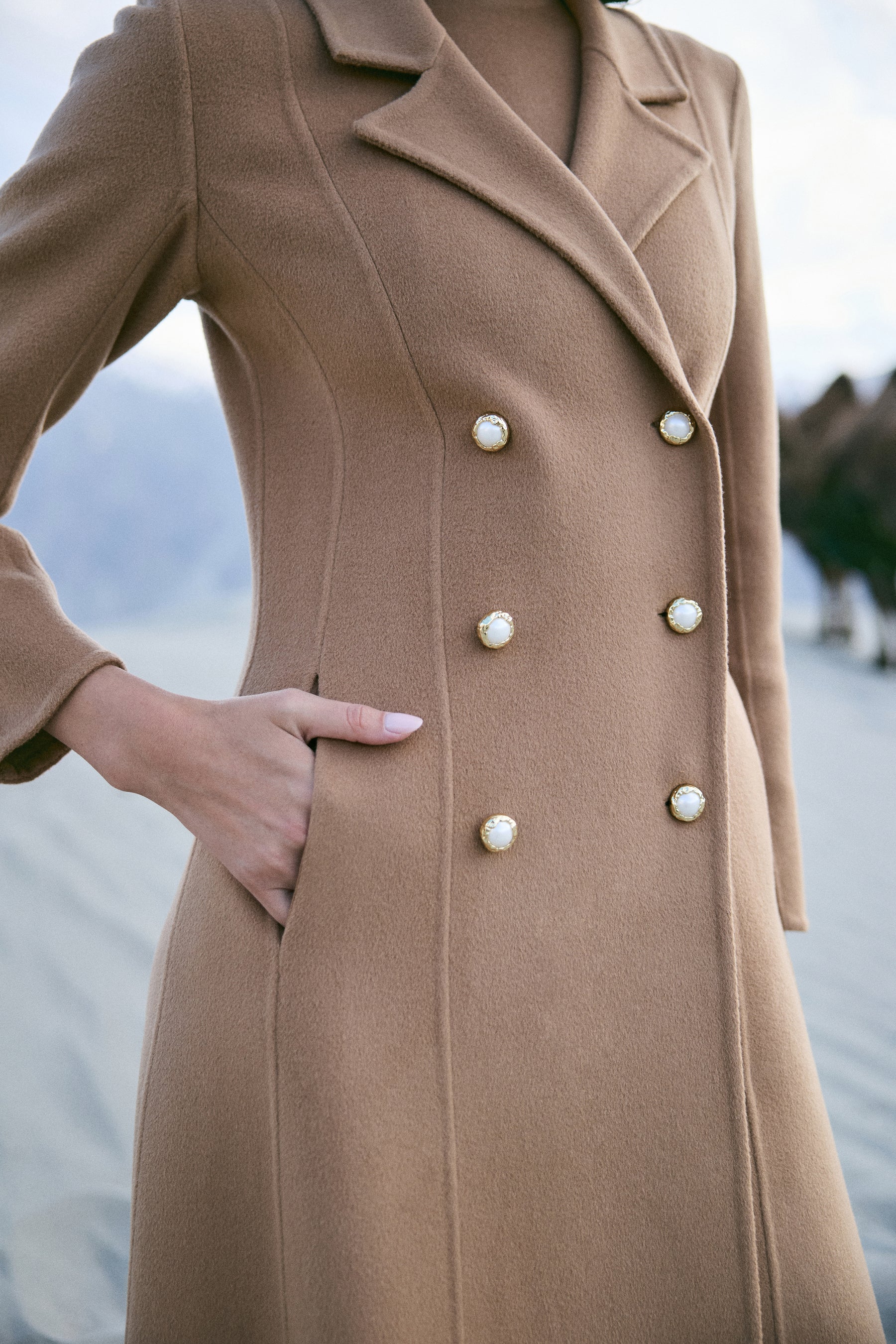Cashmere-Silk-Merino Blend Dress Coat (Warm Honey)