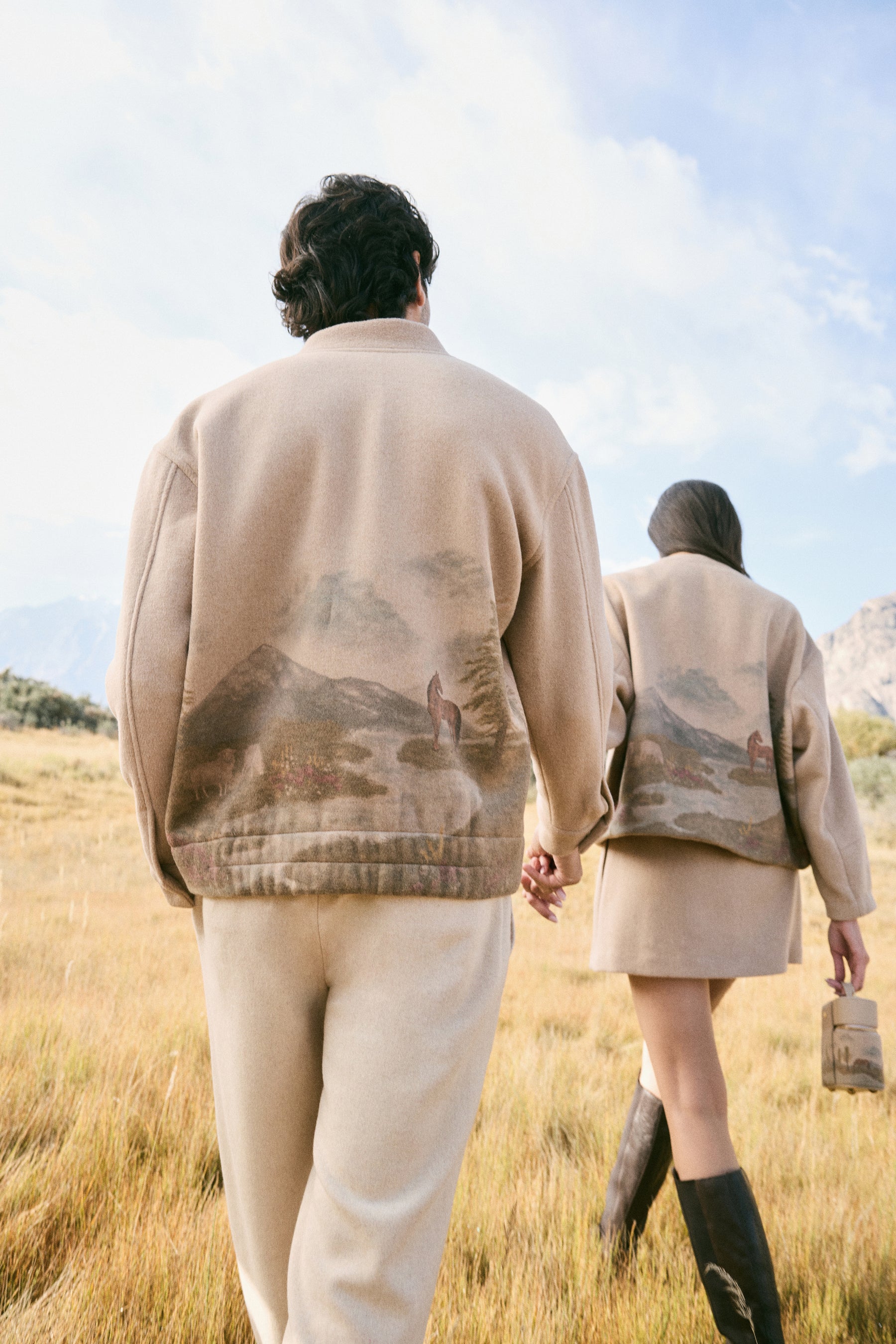 Valley Print Varsity Jacket -Man (Oatmeal)