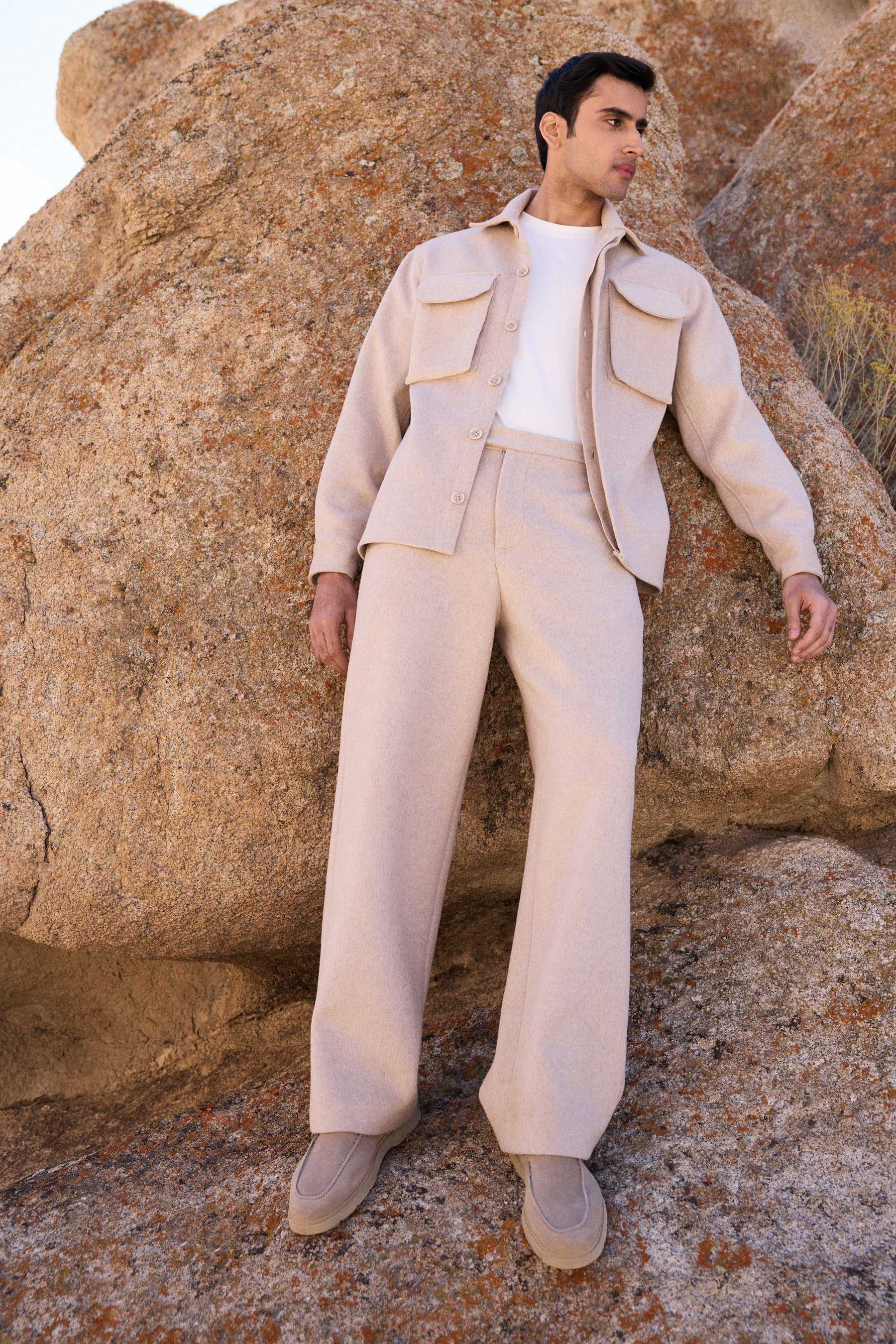 Merino Wool Blend Pants- MAN (Oatmeal)