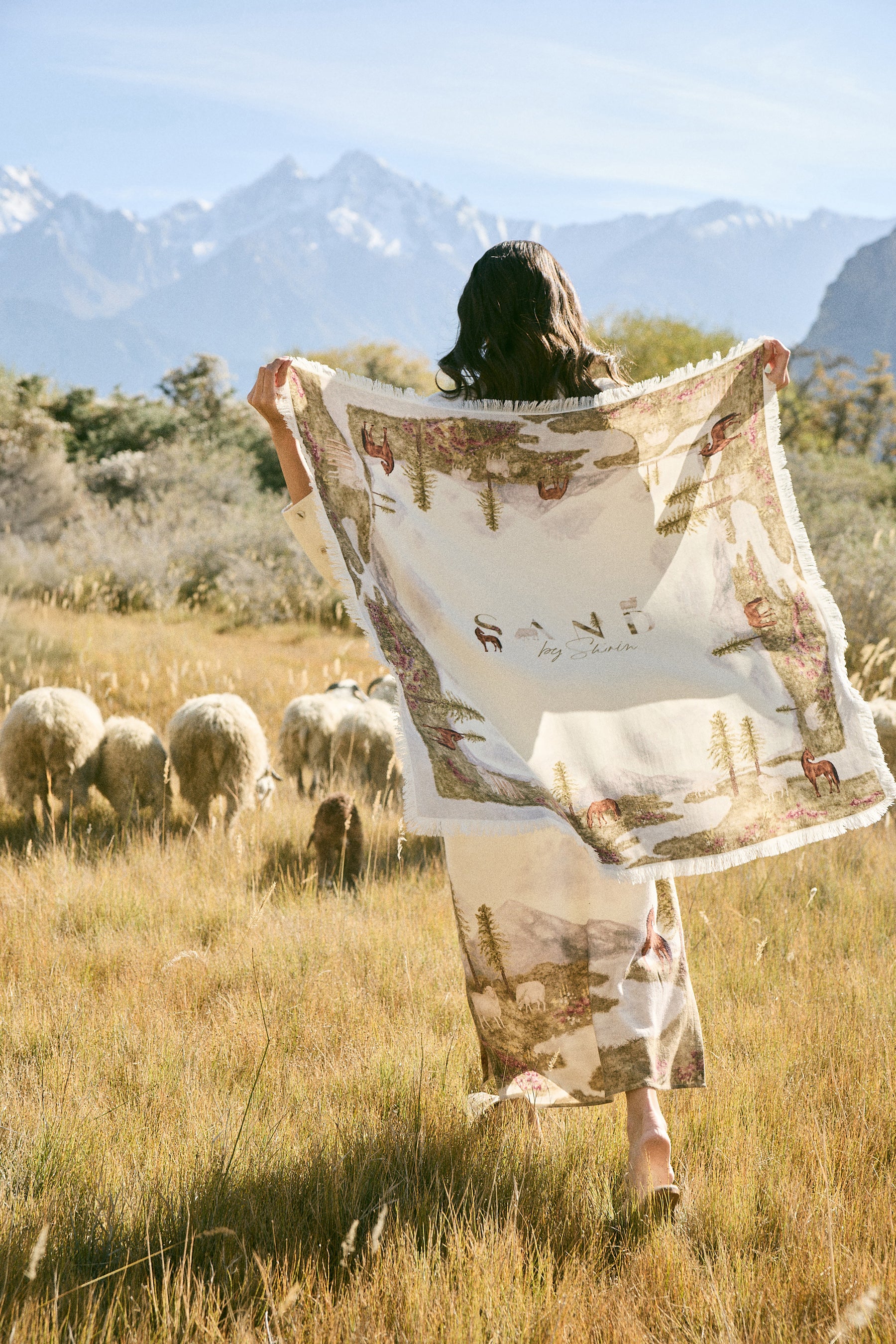Valley Print Woollen Scarf (Ivory)