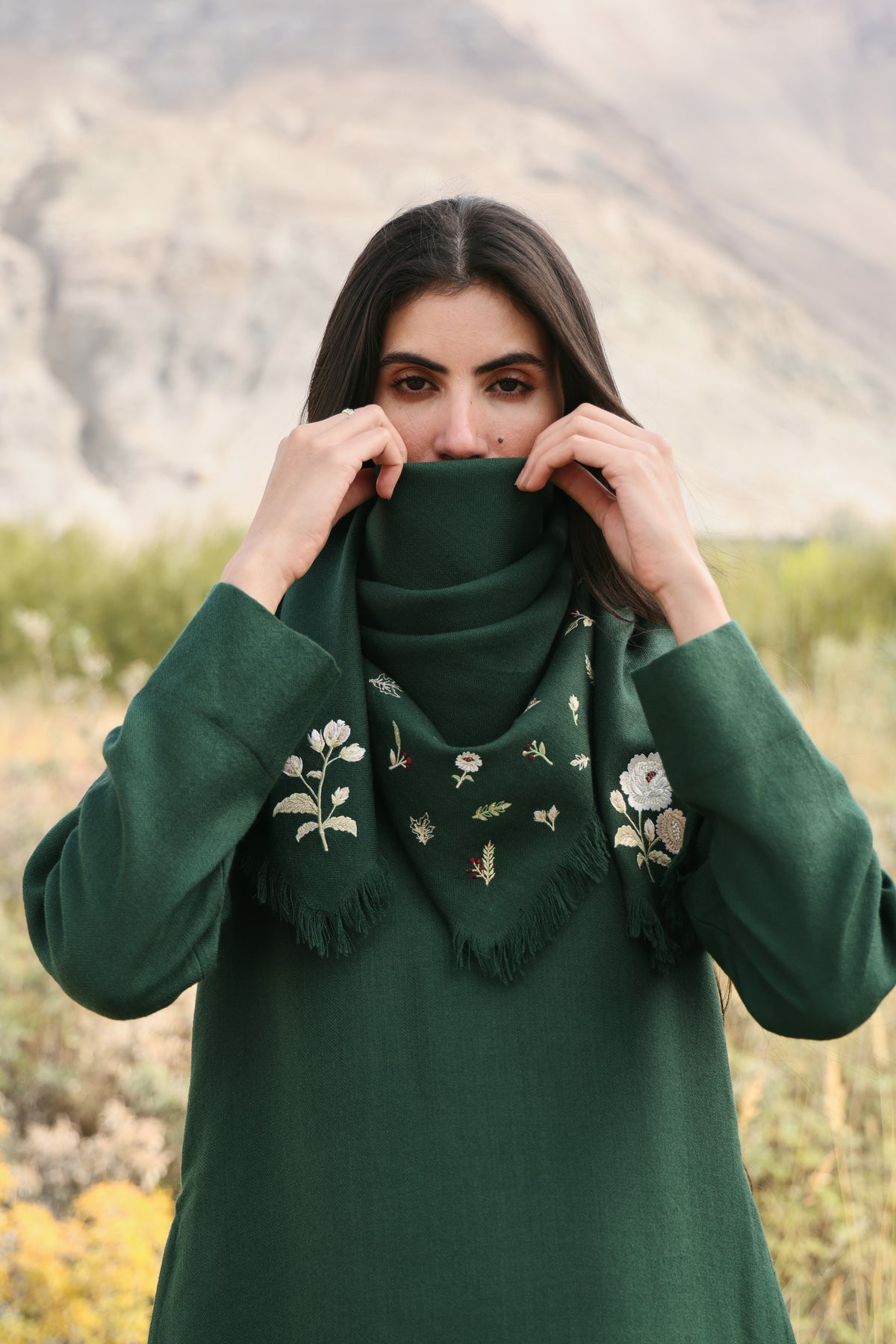 First Frost Woollen Scarf (Forest Pine)