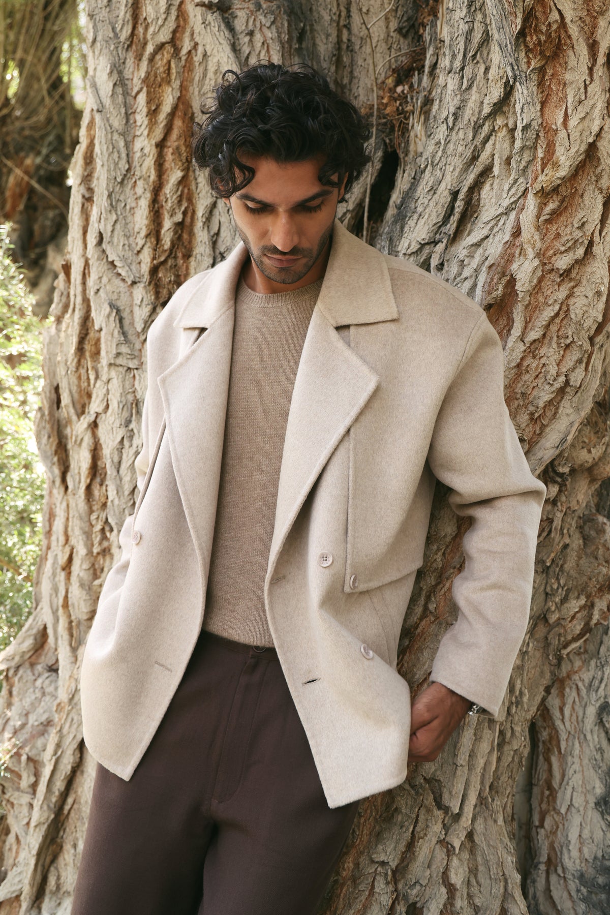 Cashmere-Silk-Merino Blend Storm Layer Coat-MAN (Winter Oat)