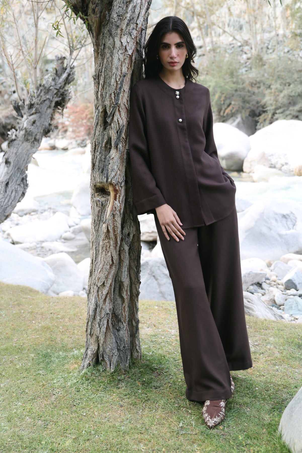 Duskfall Woollen Top (Cocoa) & First Frost Woollen Pants (Cocoa)