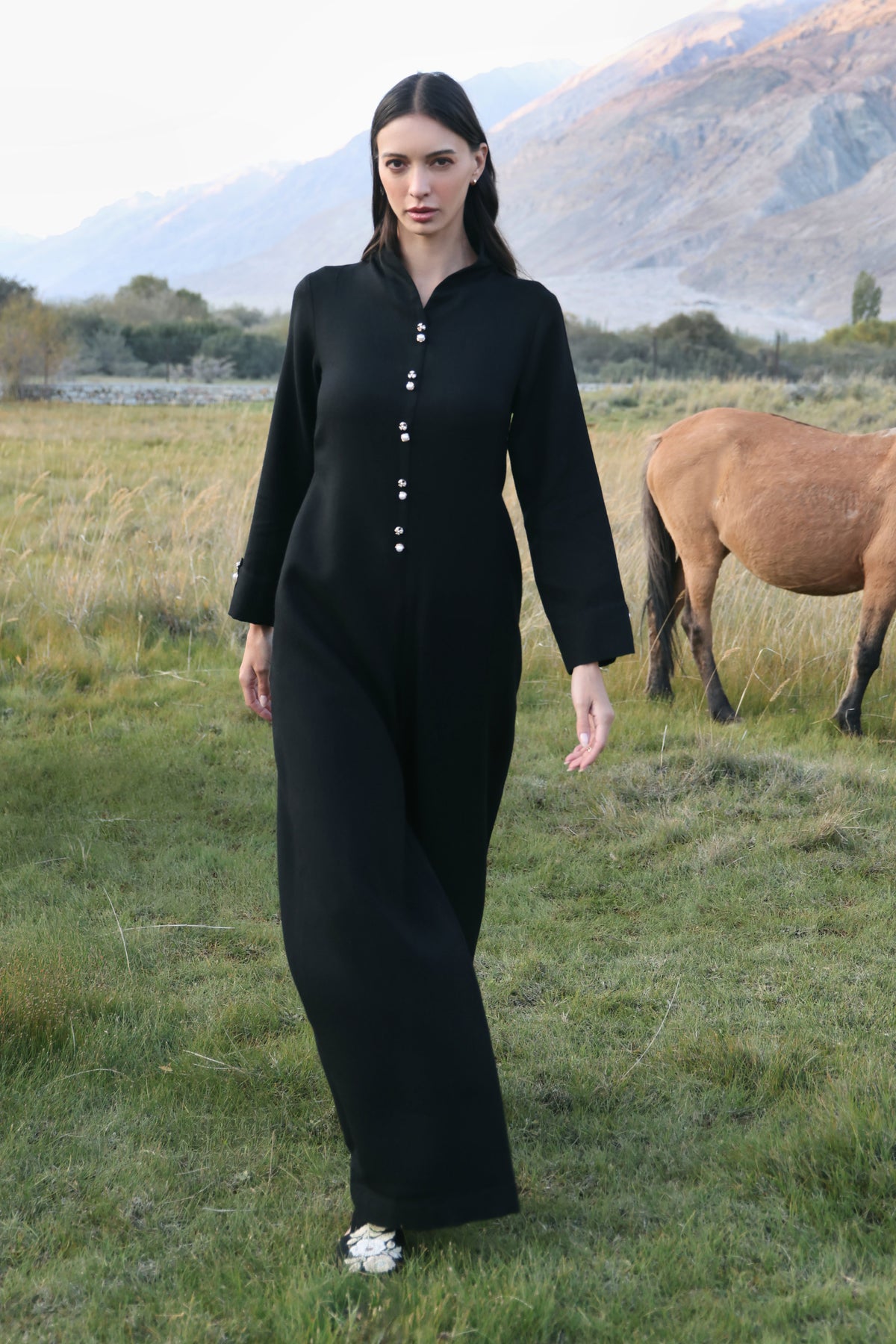 Still Night Woollen Jumpsuit (Black)