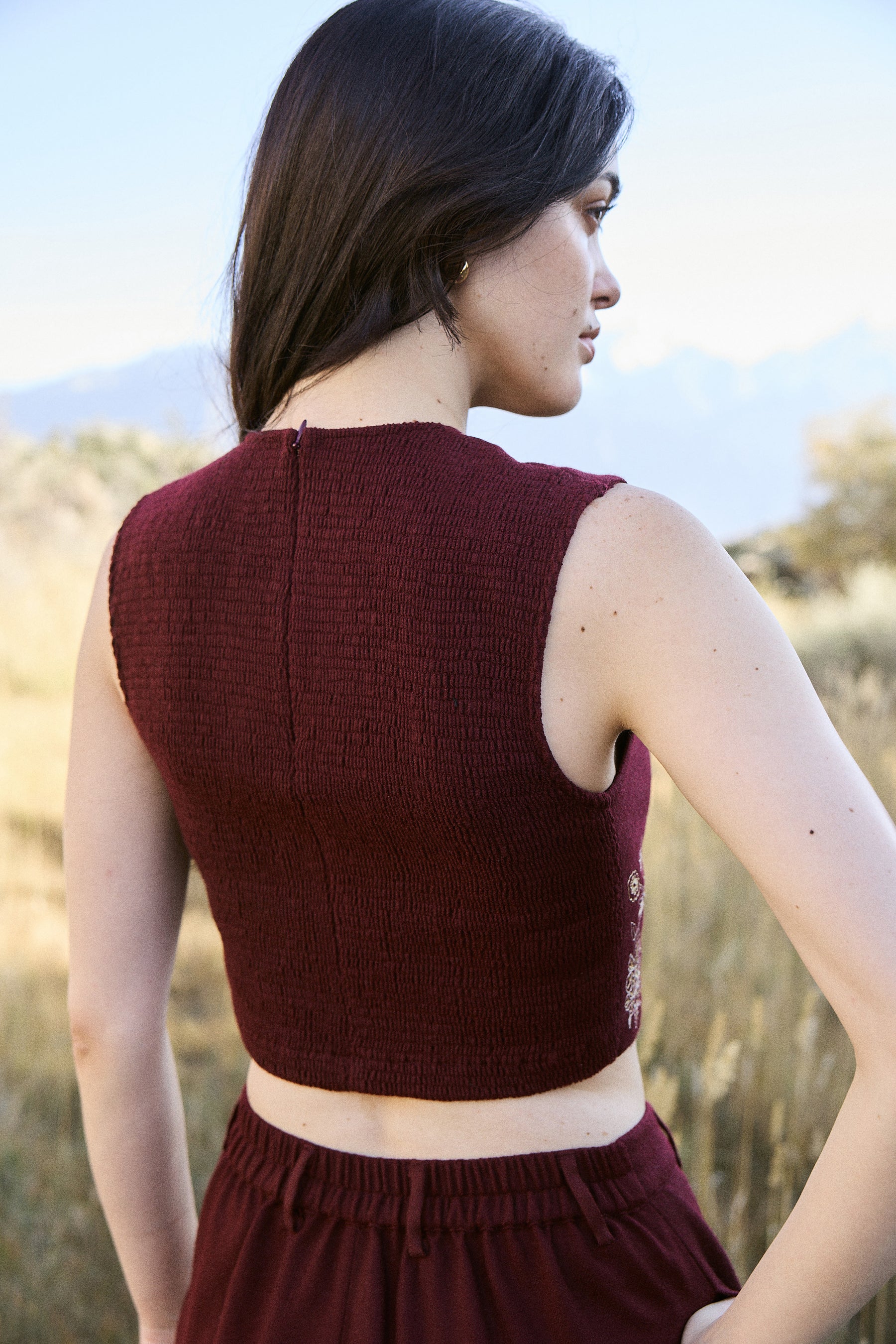 Barot Woollen Crop Top (Merlot)