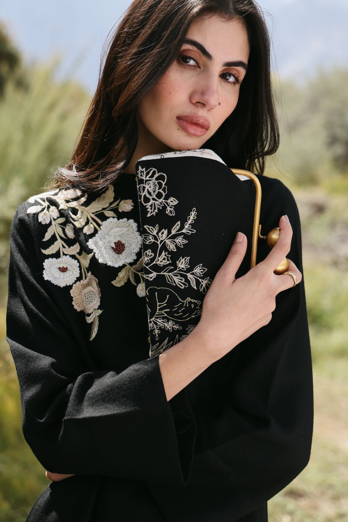 Nightfall Long Woollen Top (Black) & Laha Woollen Pants (Ivory)