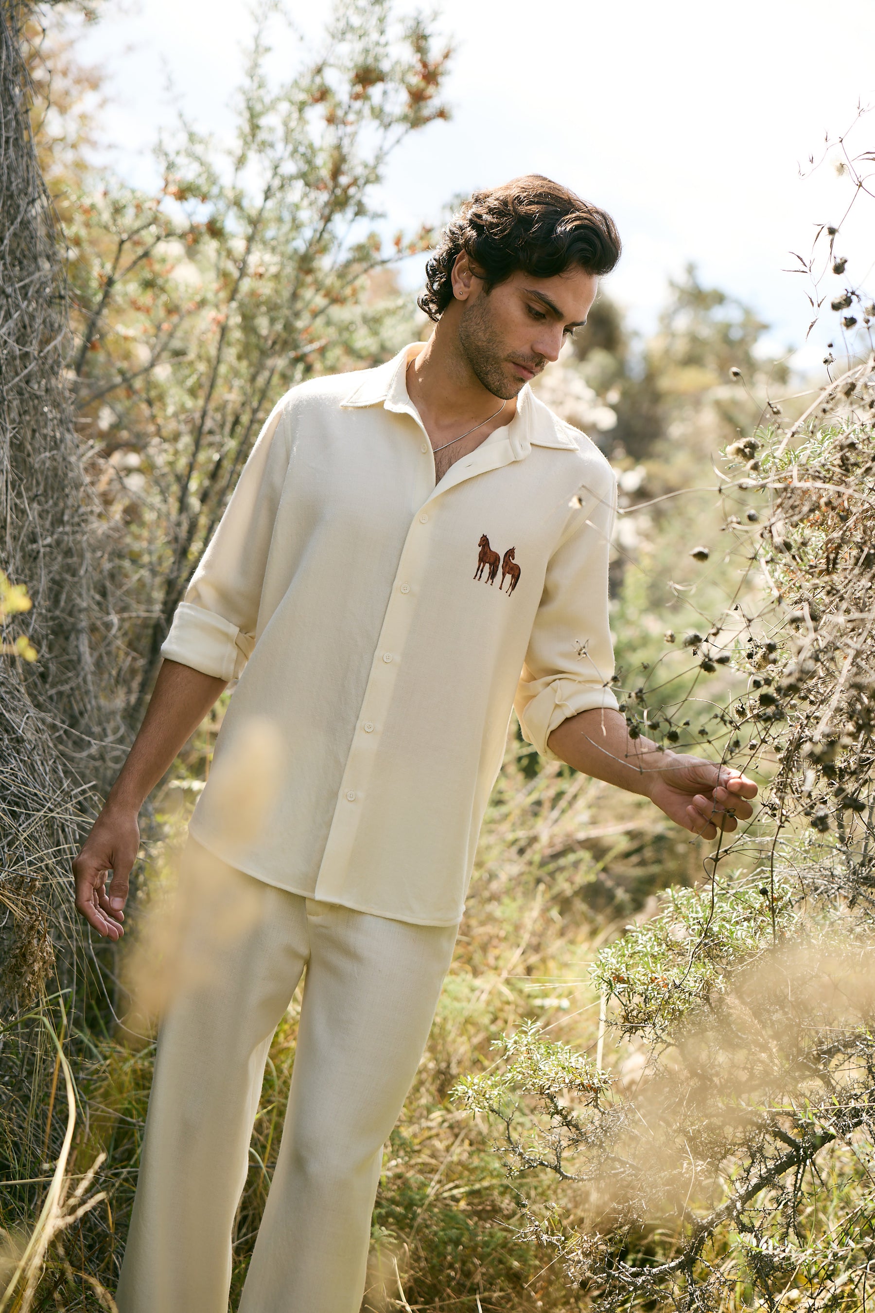 Valley Horse Print Woollen Shirt - MAN (Ivory)