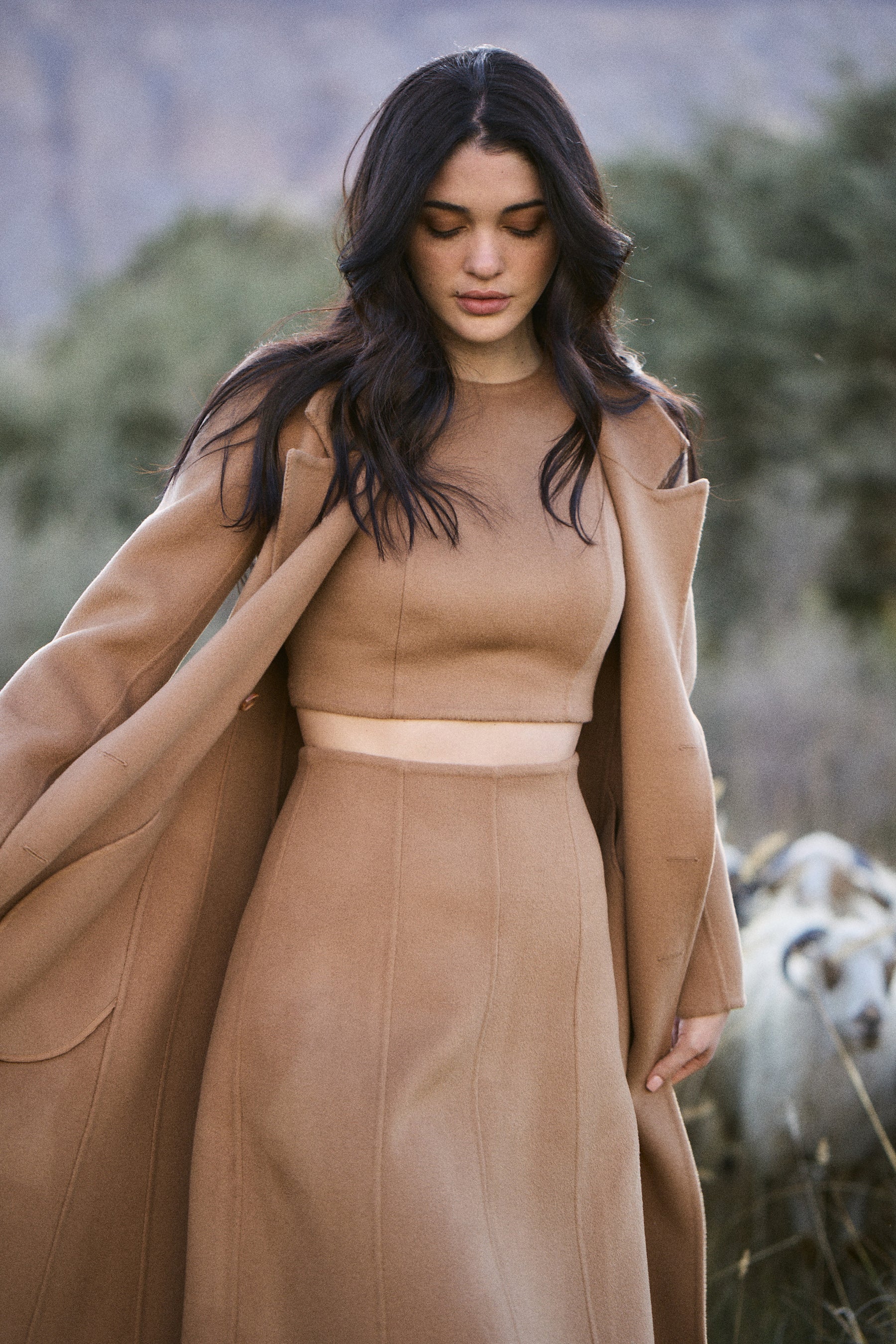 Cashmere-Silk-Merino Blend Skirt (Warm Honey)