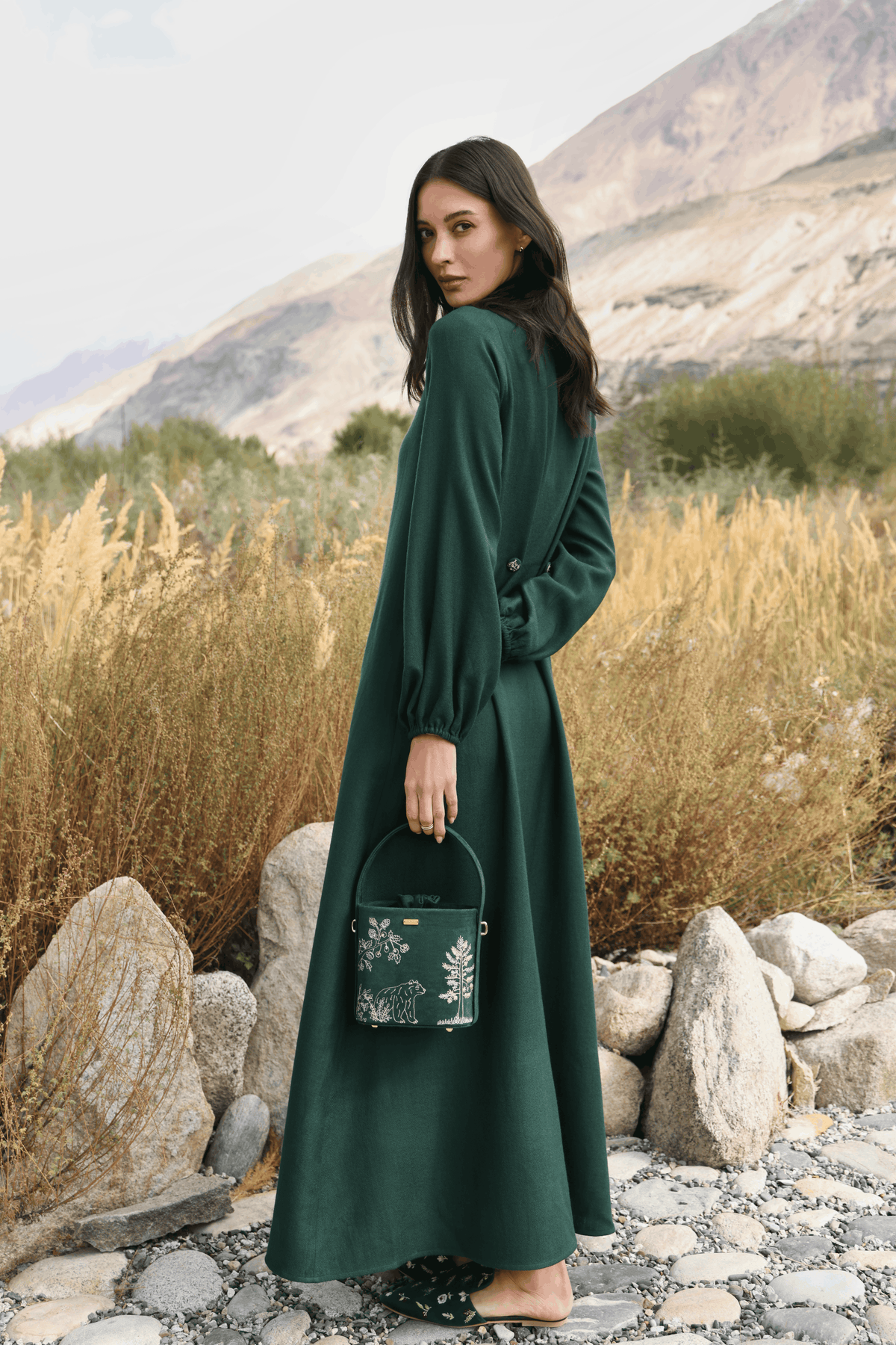 Ivy Woollen Dress (Forest Pine)