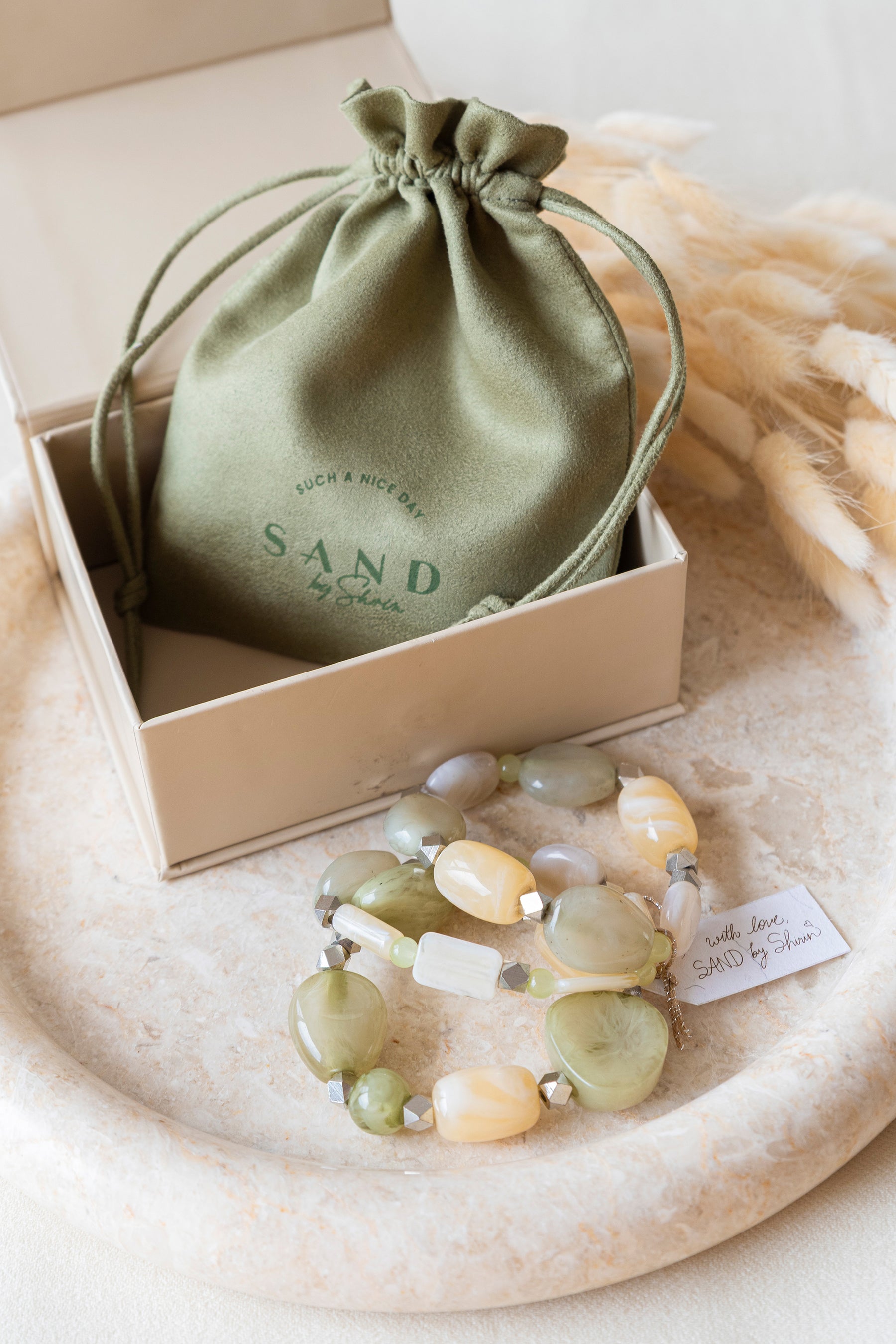 Sage Ivory Bracelet Stack